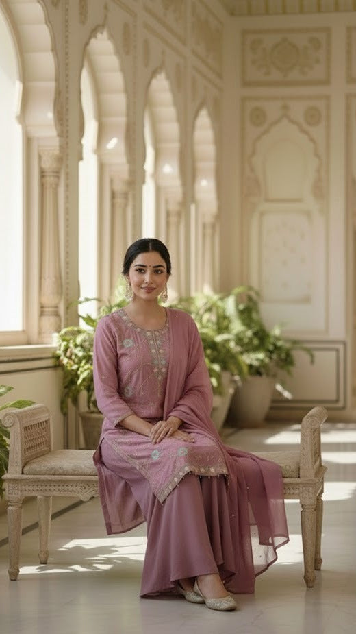 Lavender Floral Sharara Suit