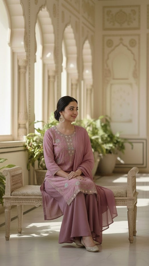 Lavender Floral Sharara Suit