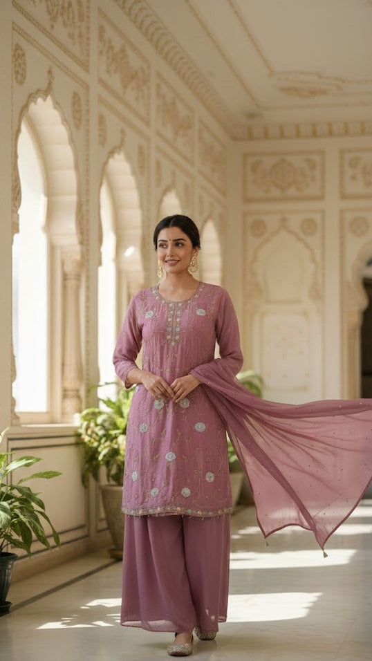 Lavender Floral Sharara Suit