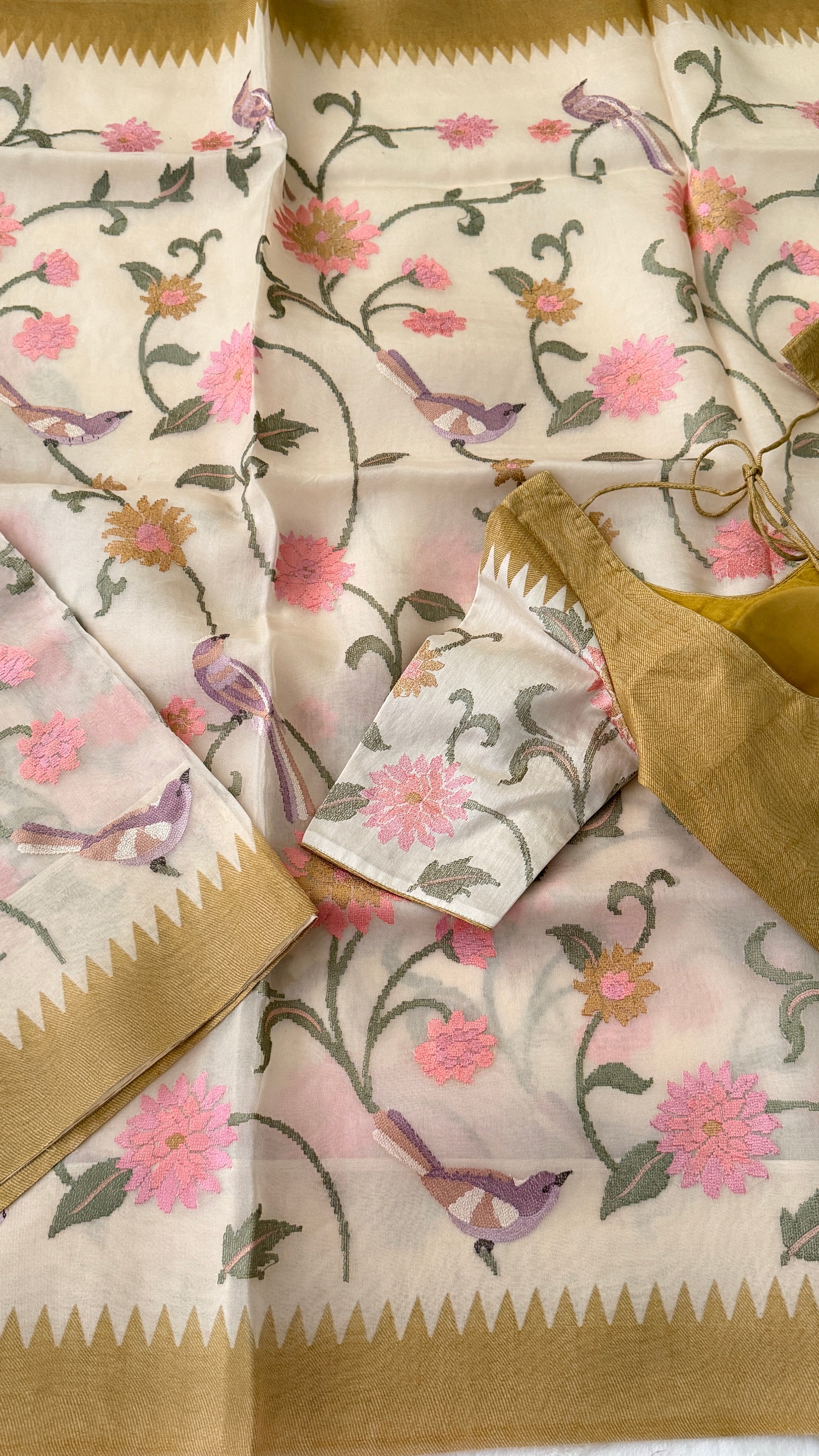 Floral Kora Organza Banaras Saree