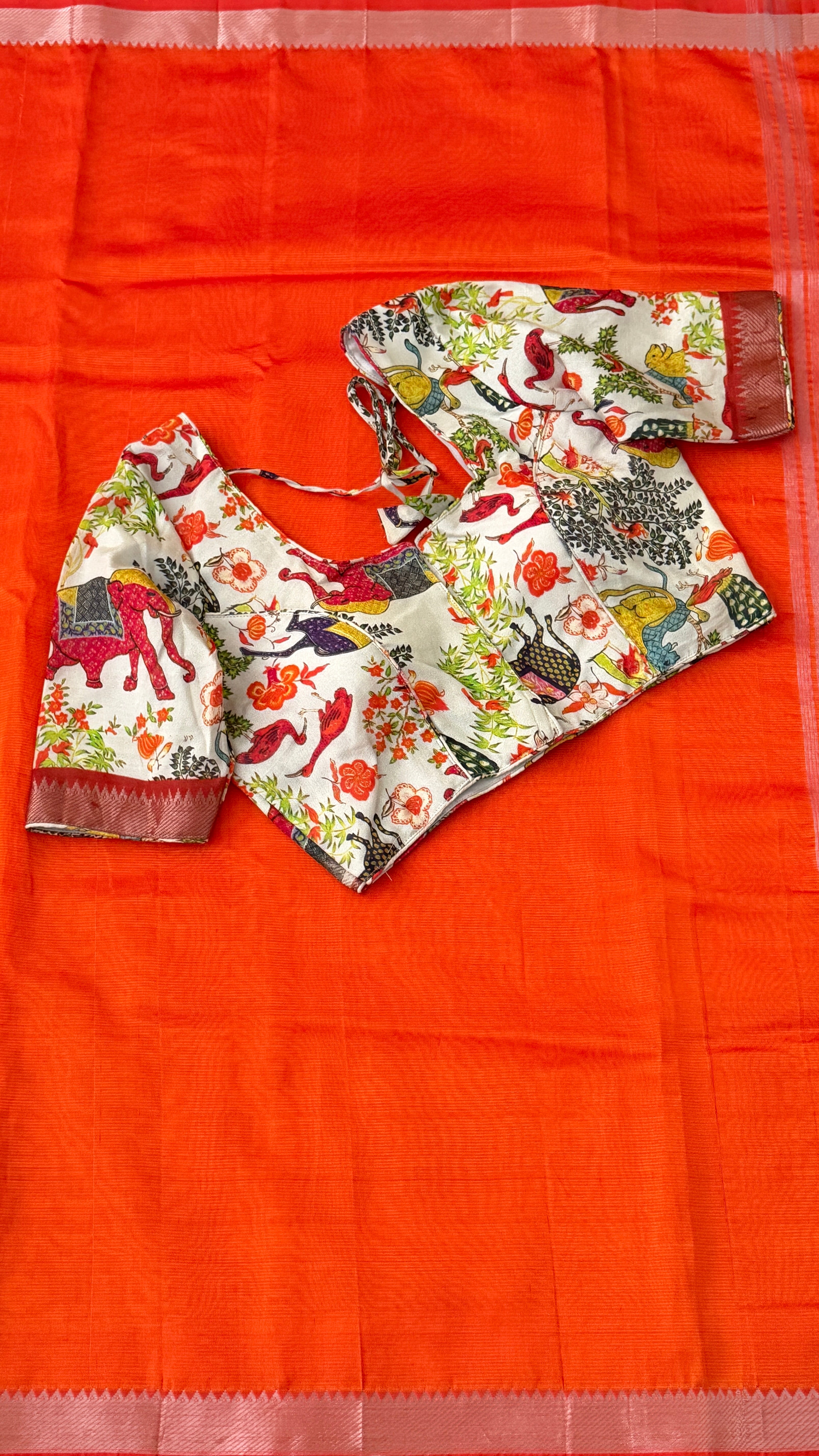 Orange Mangalagiri Silk Saree