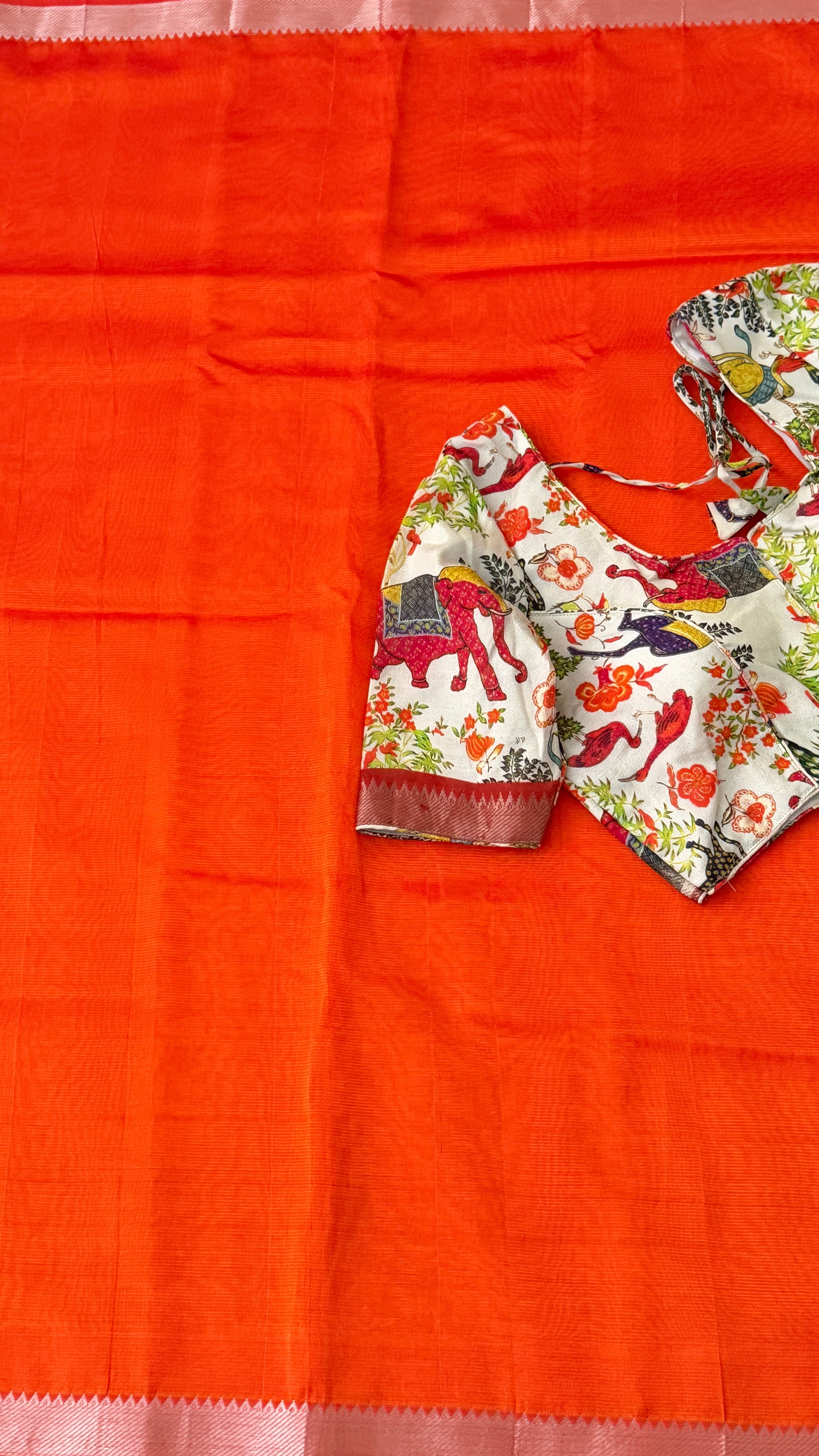 Orange Mangalagiri Silk Saree