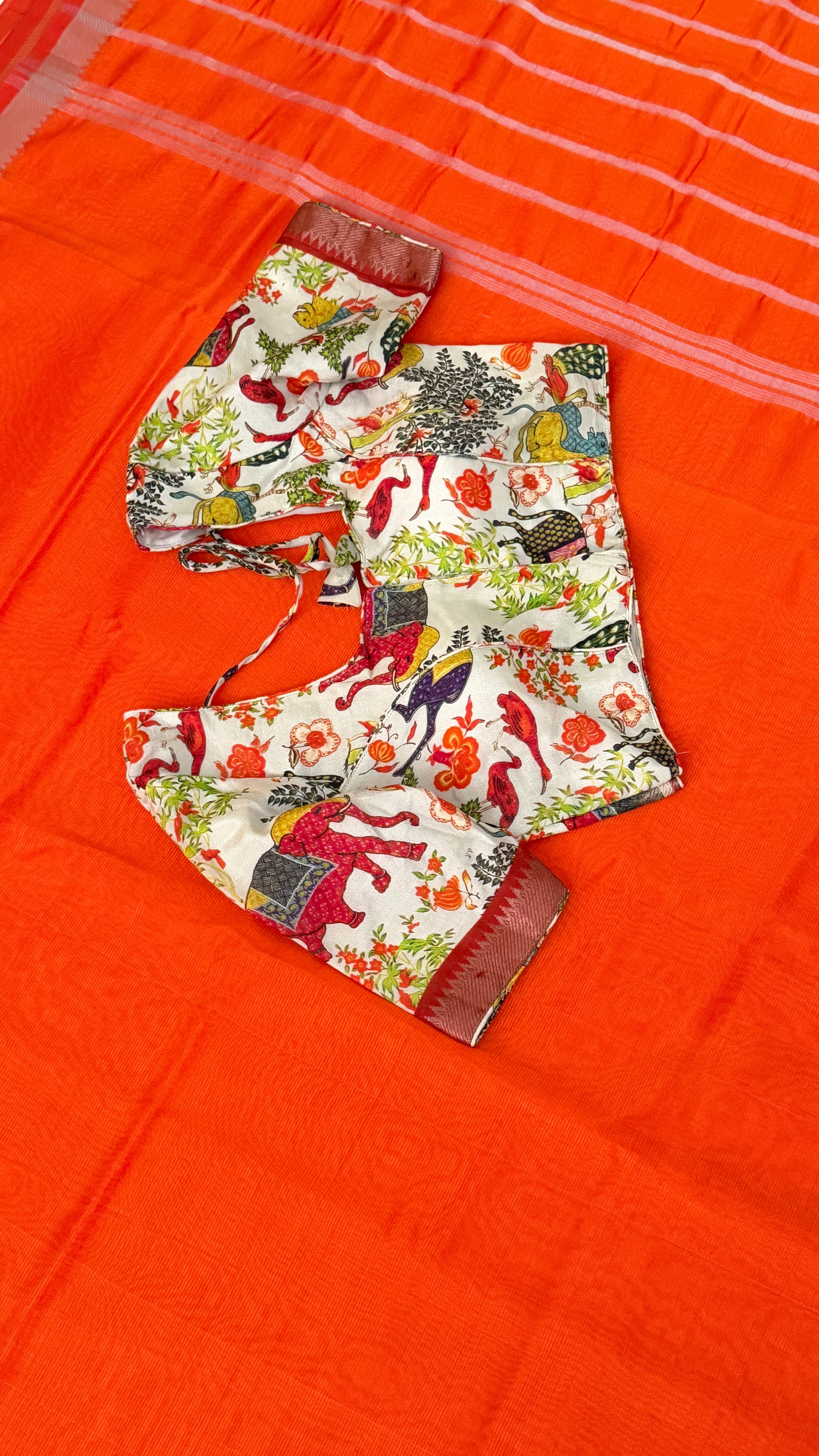Orange Mangalagiri Silk Saree