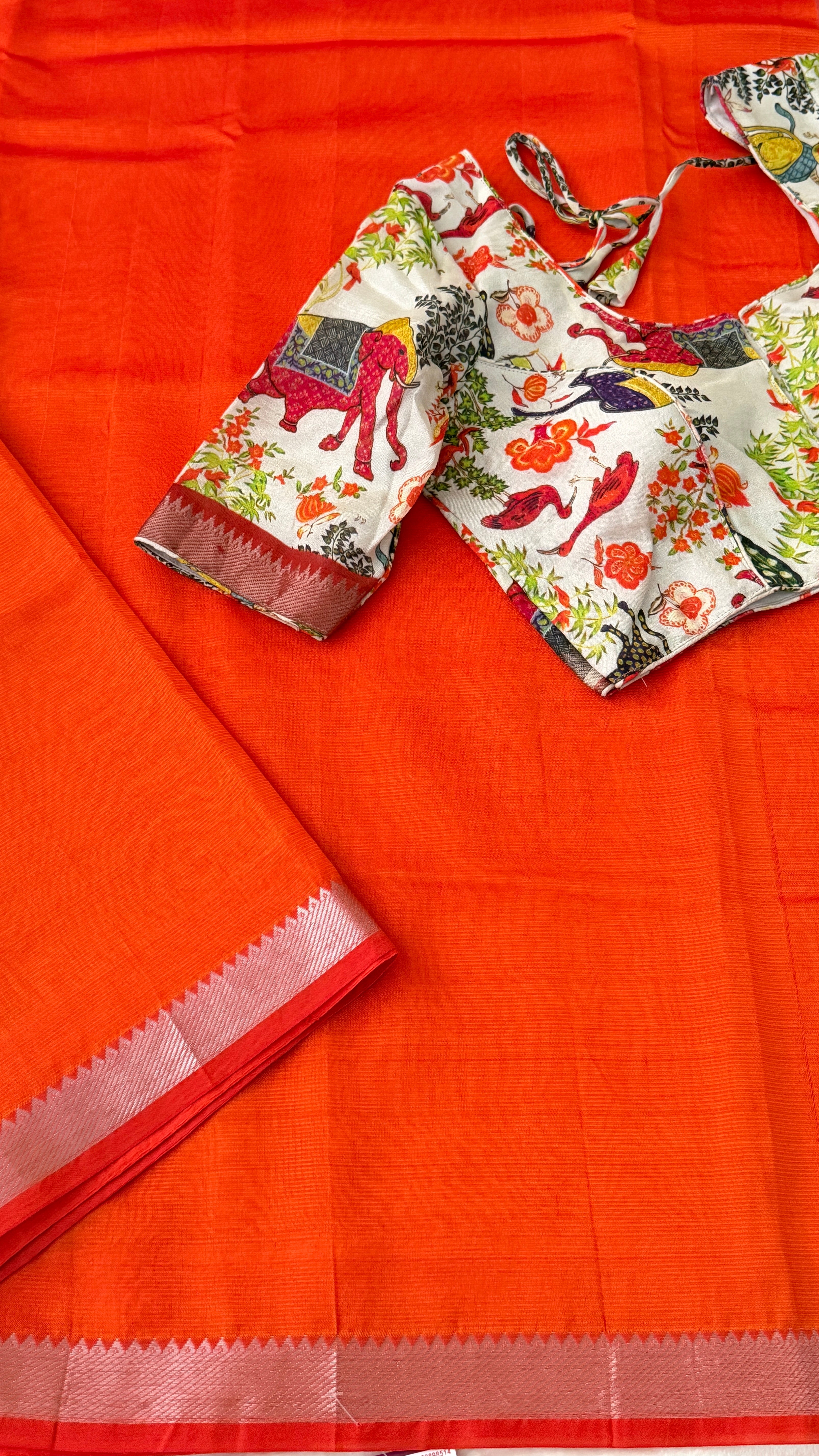 Orange Mangalagiri Silk Saree