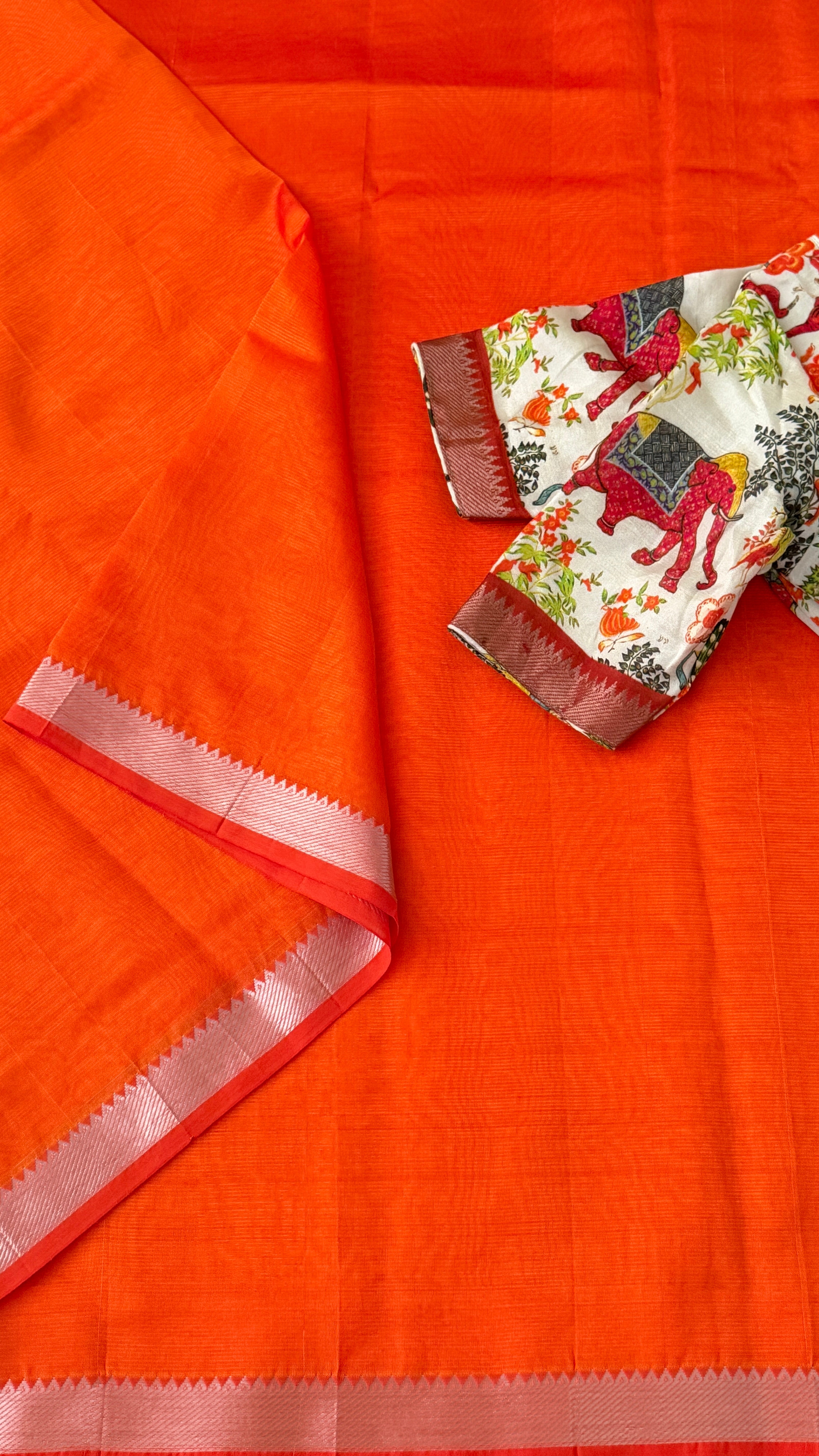 Orange Mangalagiri Silk Saree