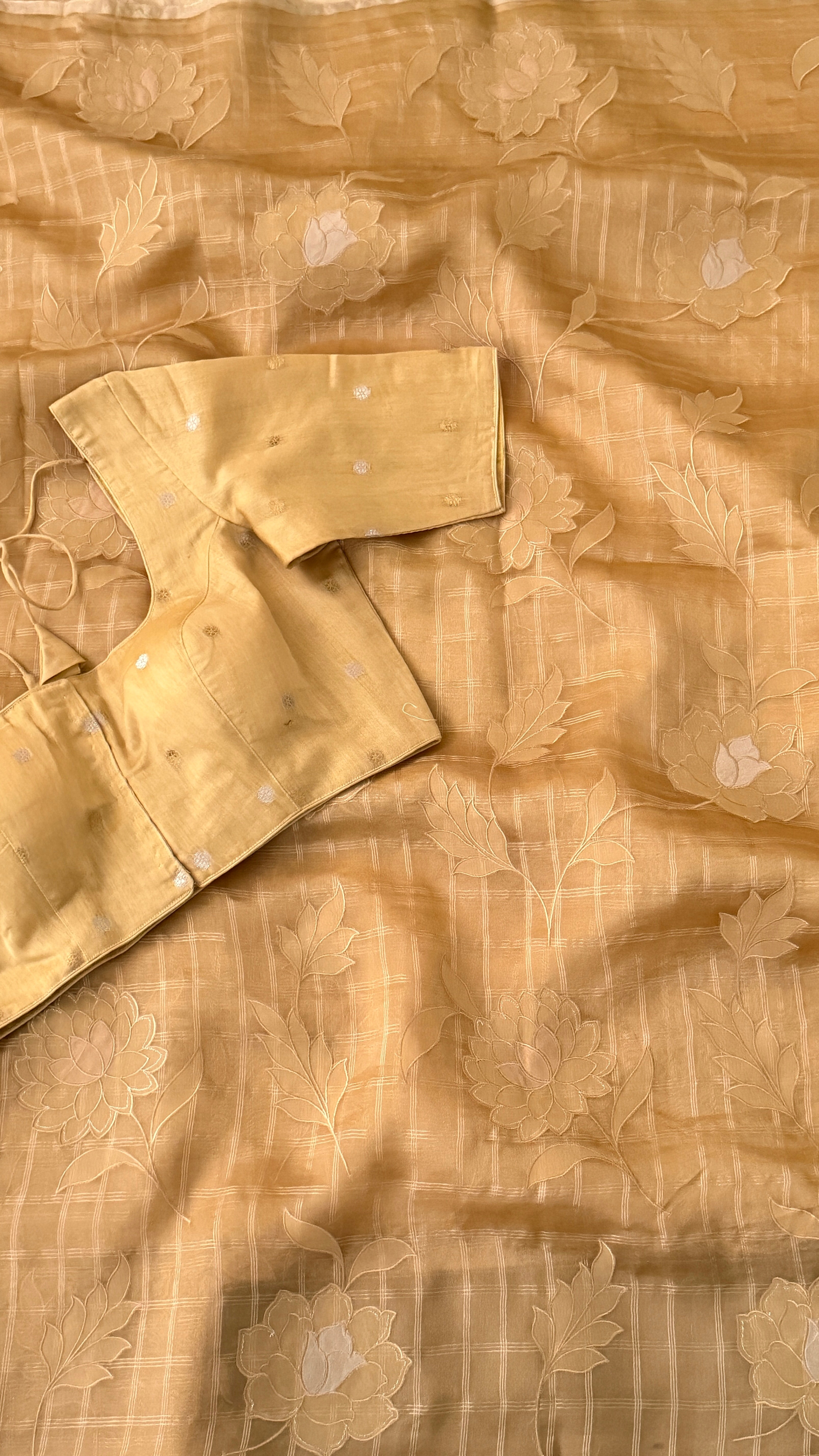 Mustard Kora Organza Saree