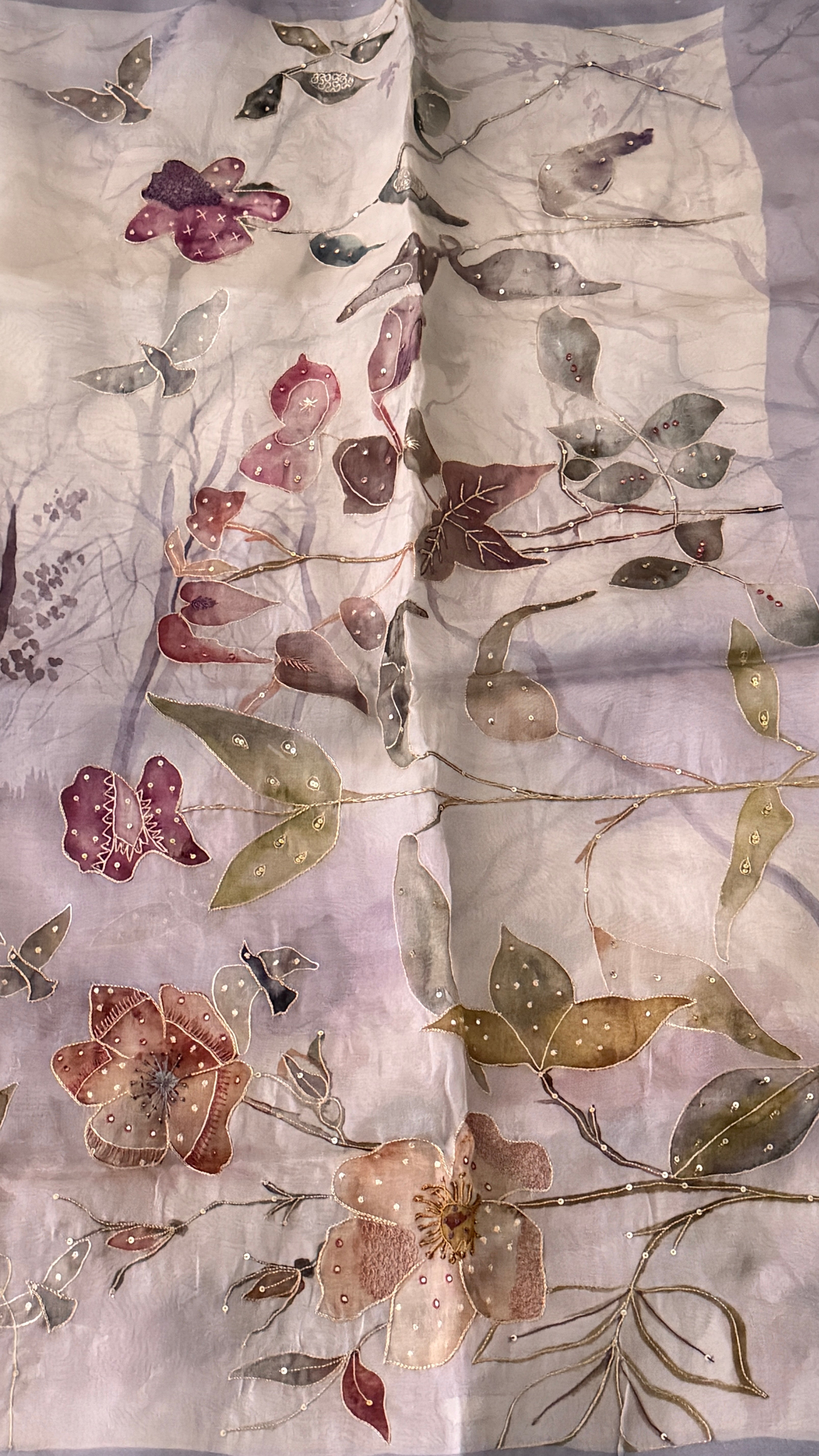 Lavender Floral Kora Organza Saree