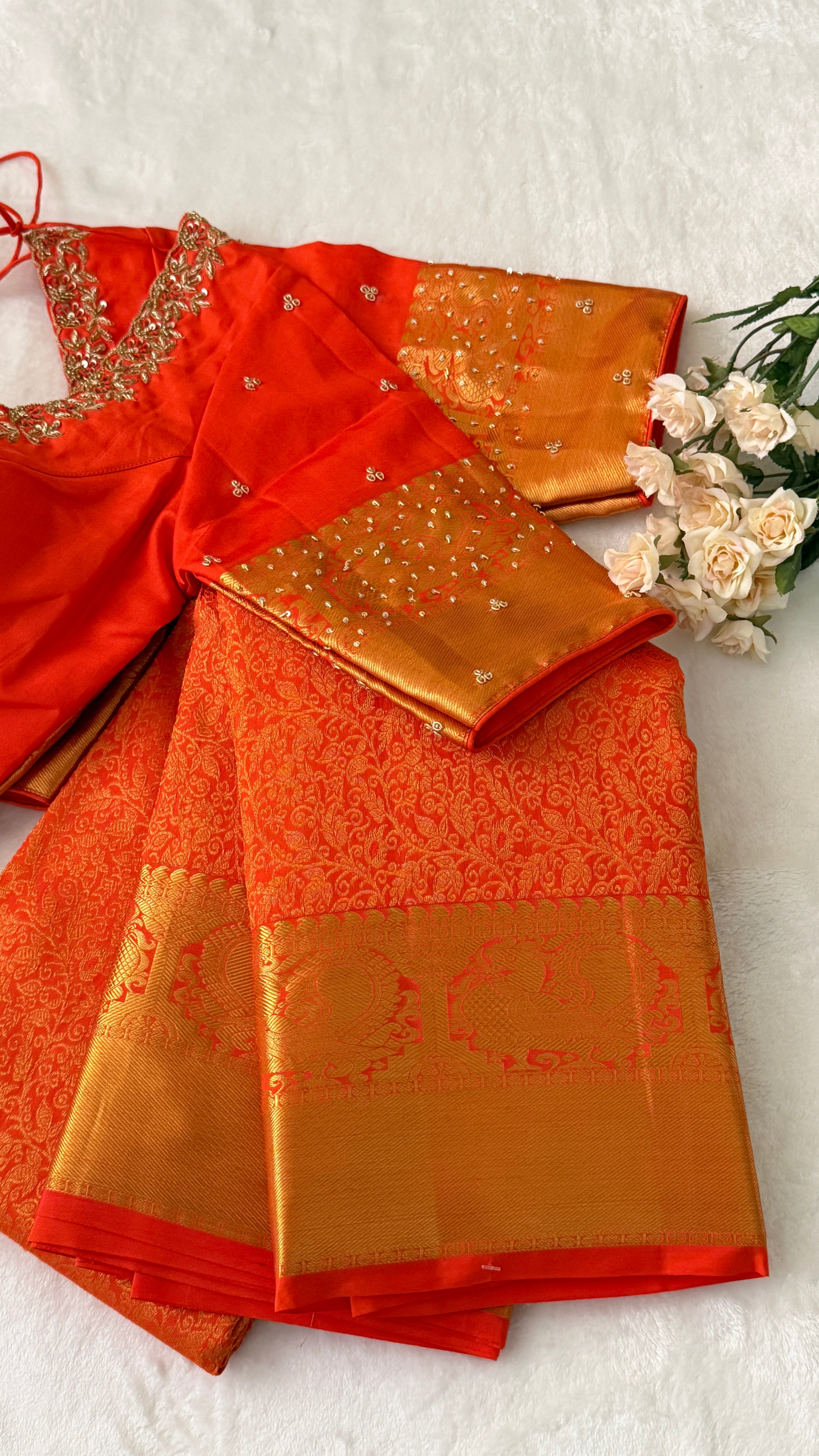 Orange Kanchi Silk Saree