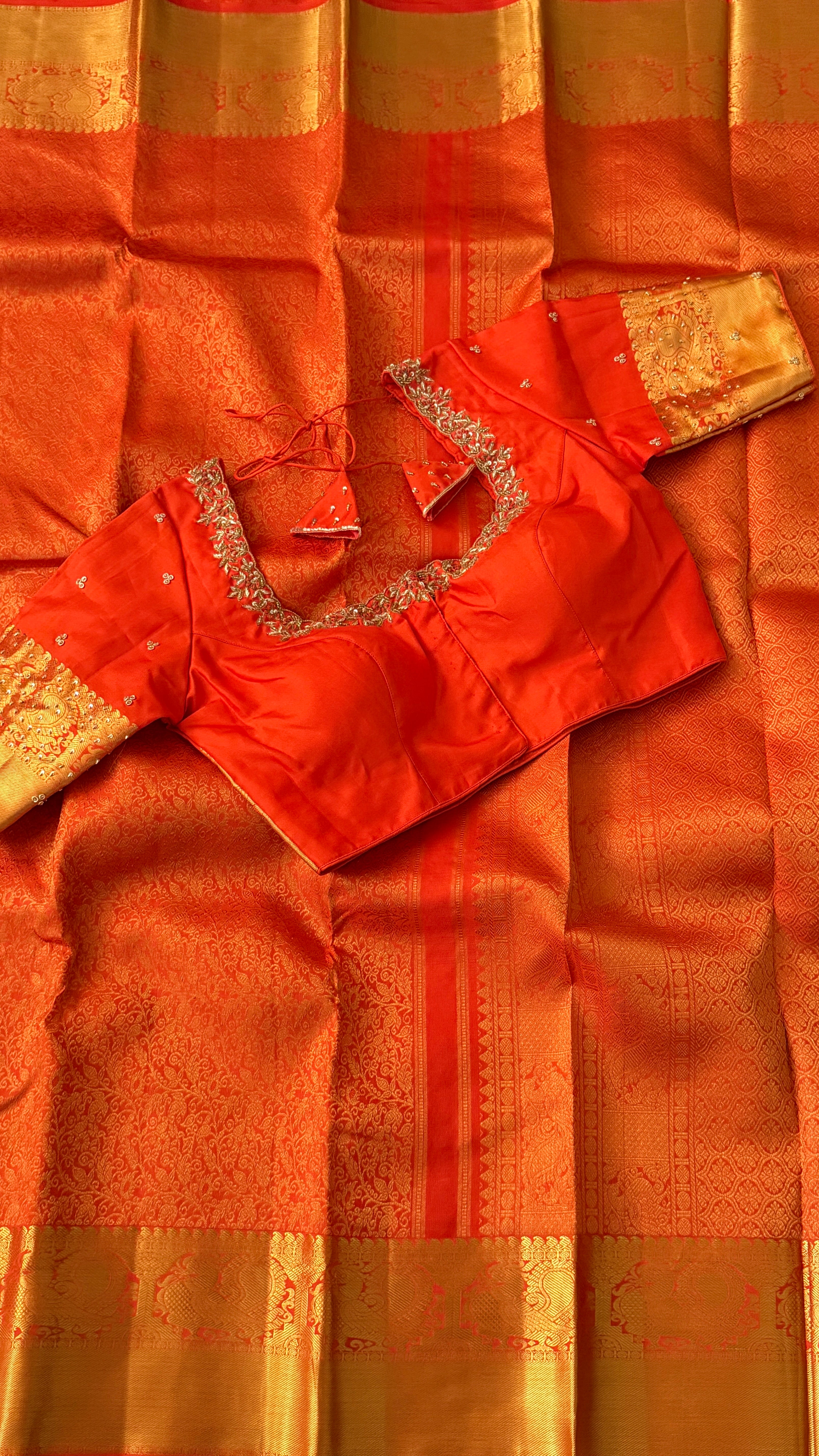 Orange Kanchi Silk Saree