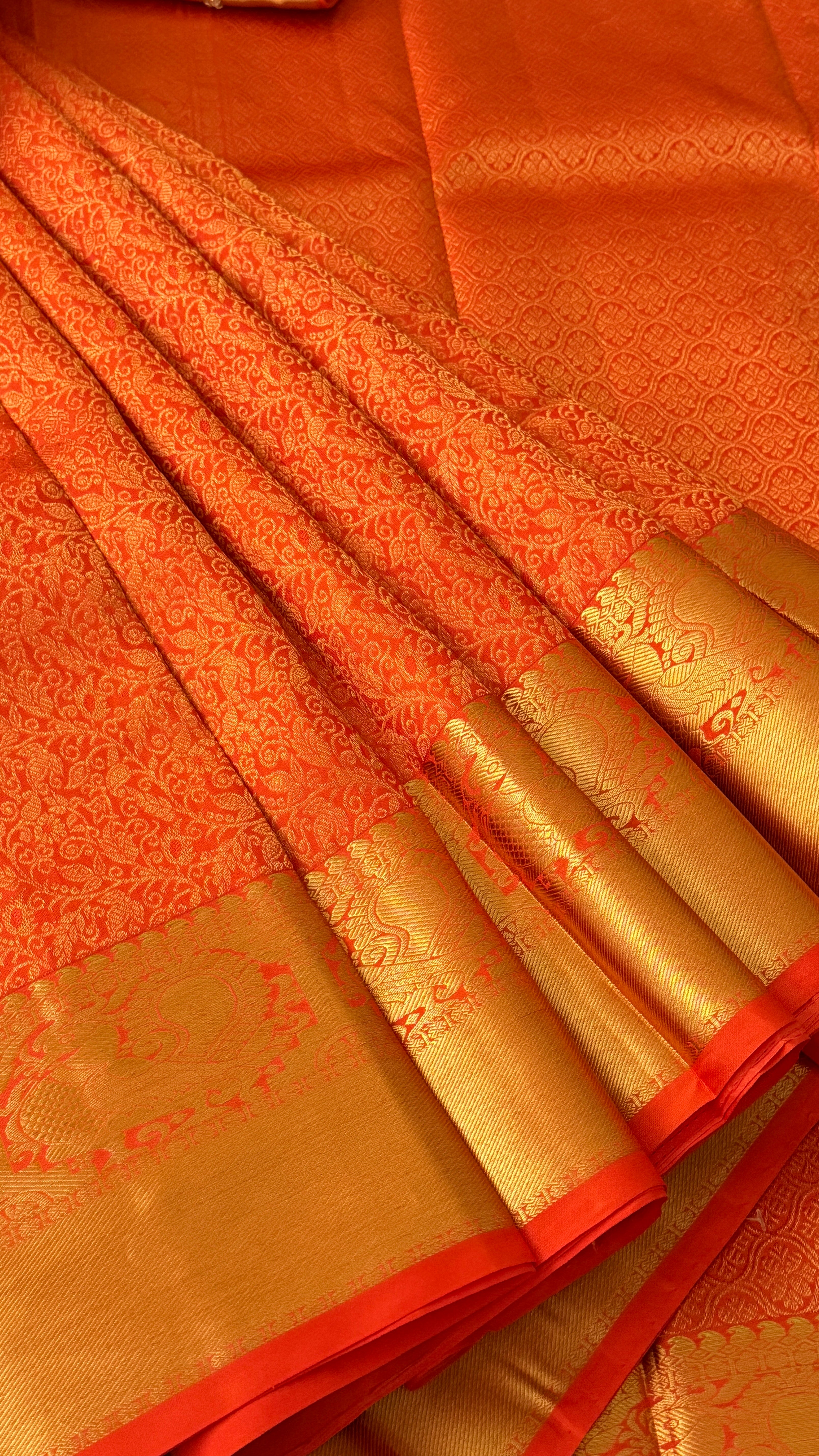 Orange Kanchi Silk Saree