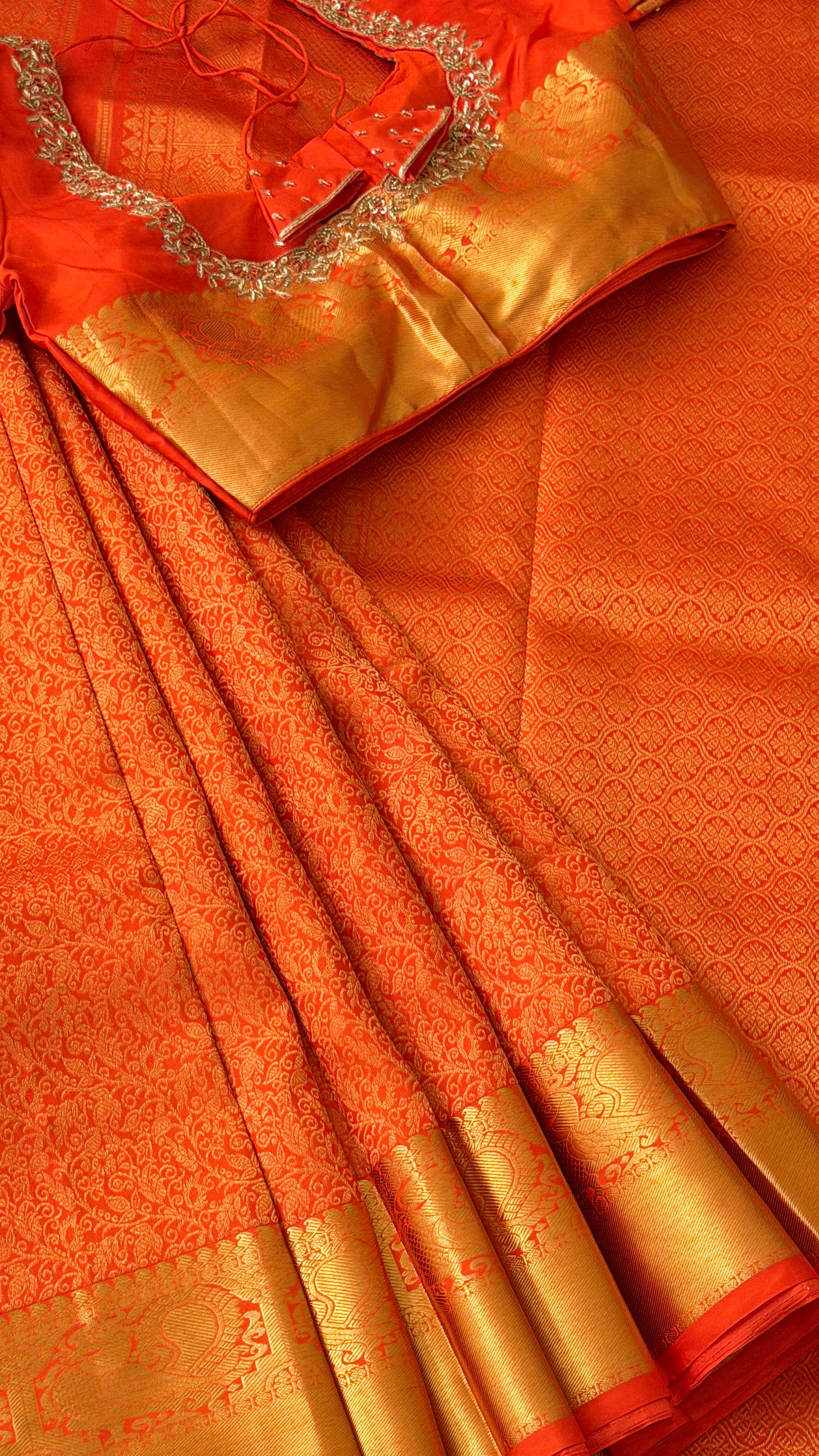 Orange Kanchi Silk Saree