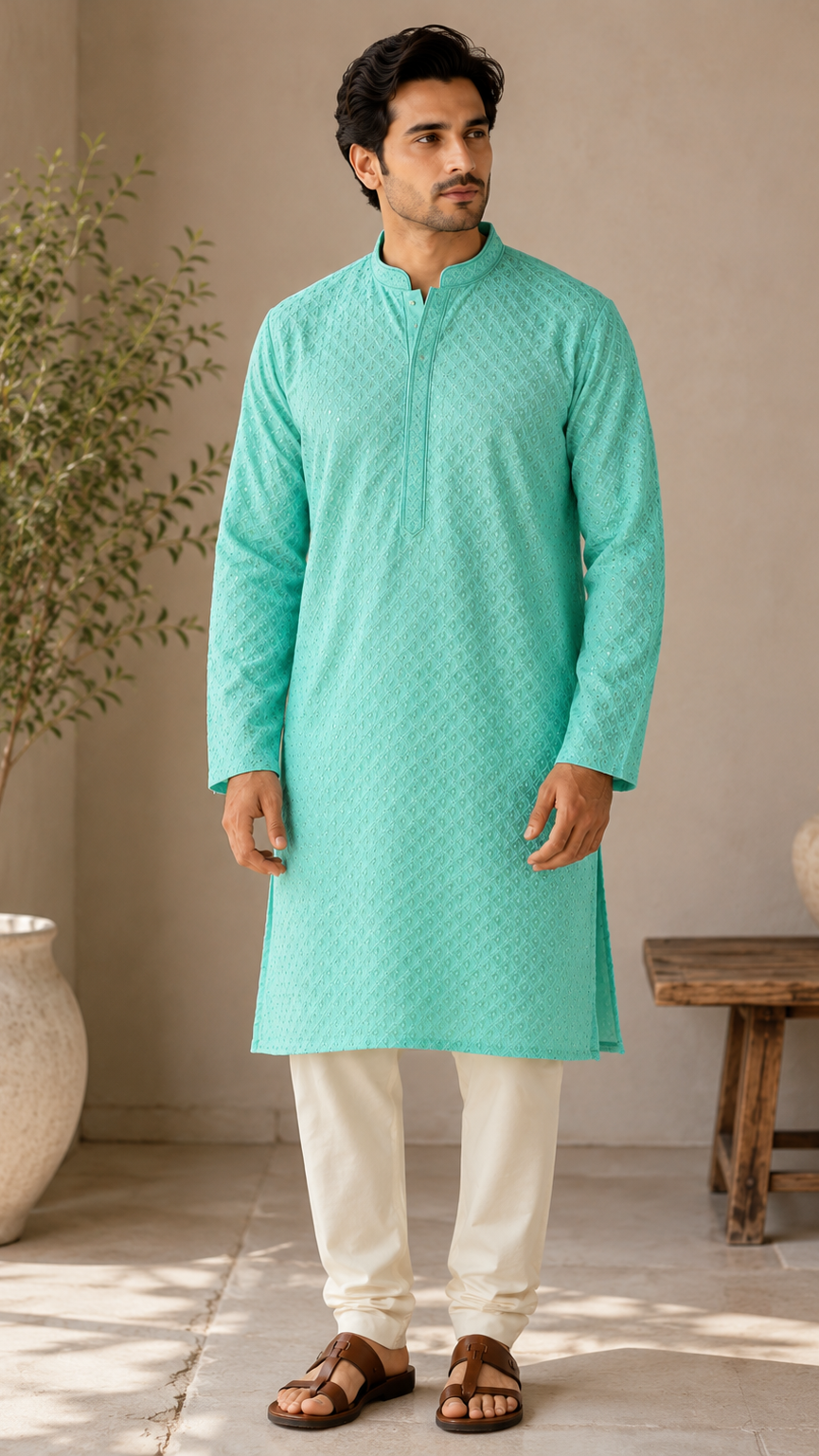 Sky Blue Chikankari Kurta Set
