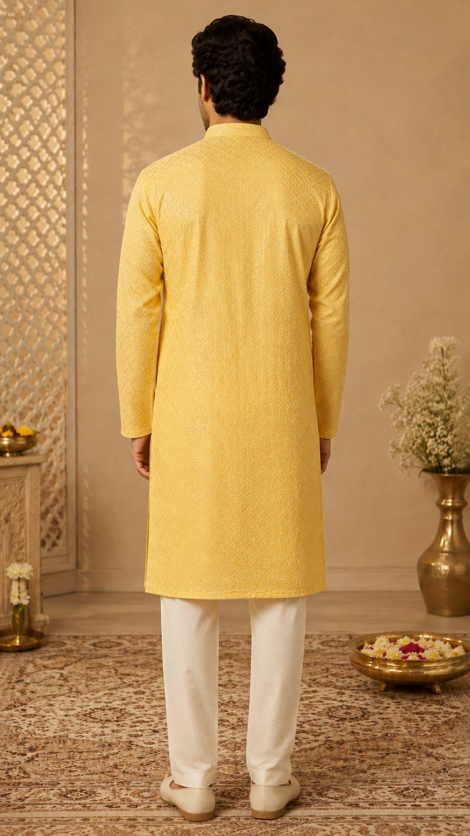 Yellow Cotton Kurta Set