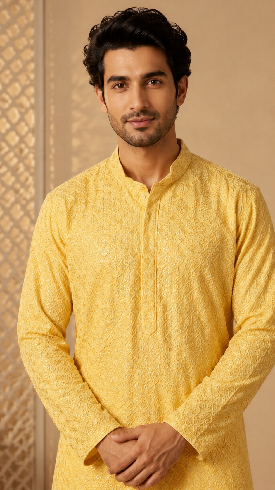 Yellow Cotton Kurta Set