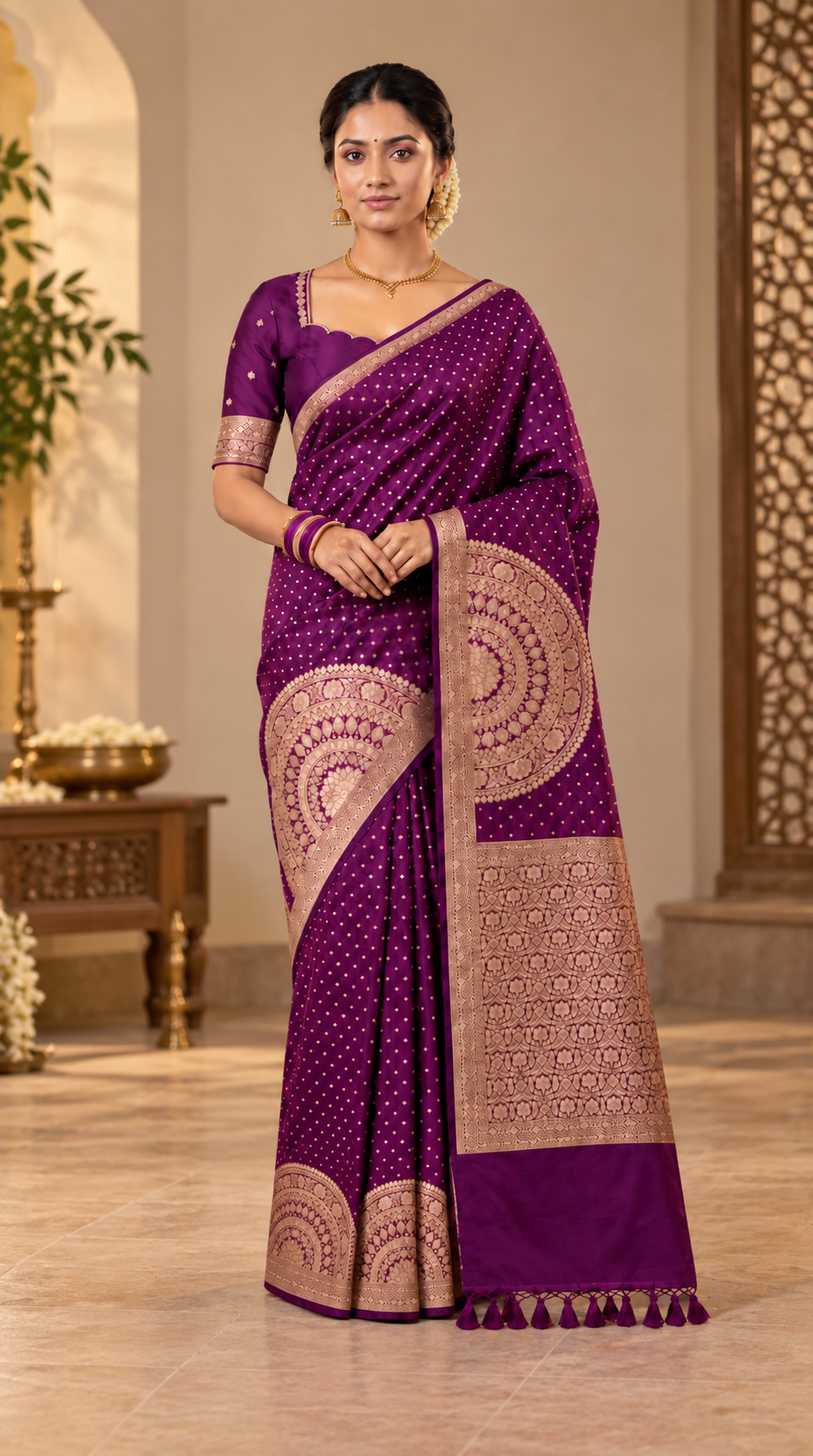 Purple Banaras Katan Silk saree