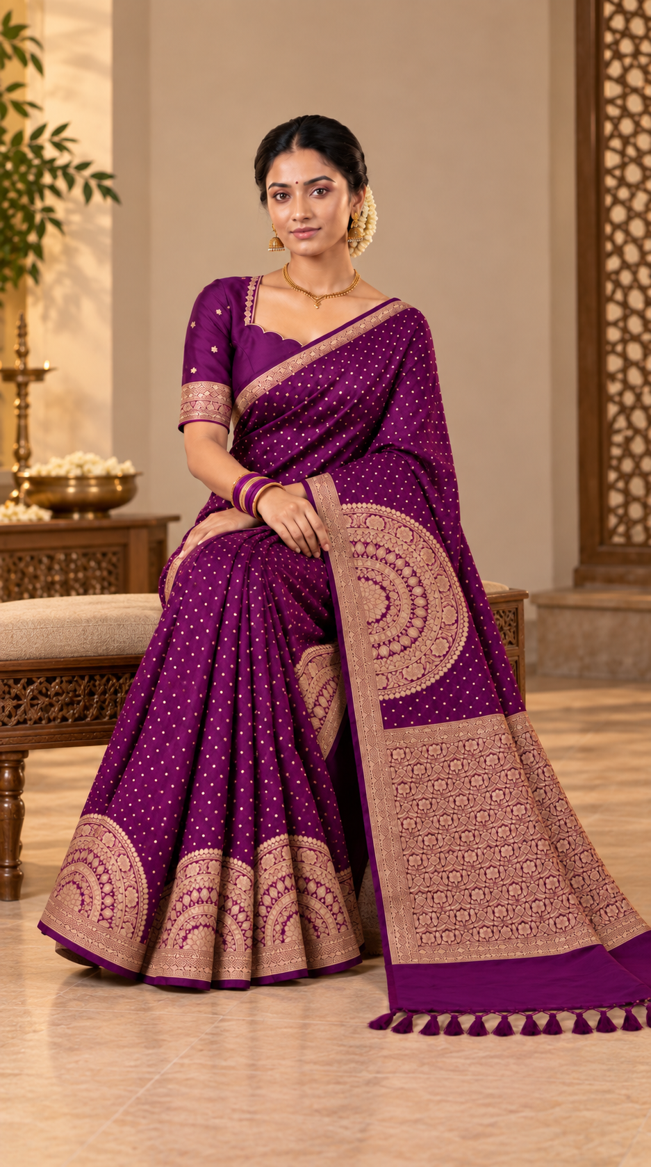 Purple Banaras Katan Silk saree