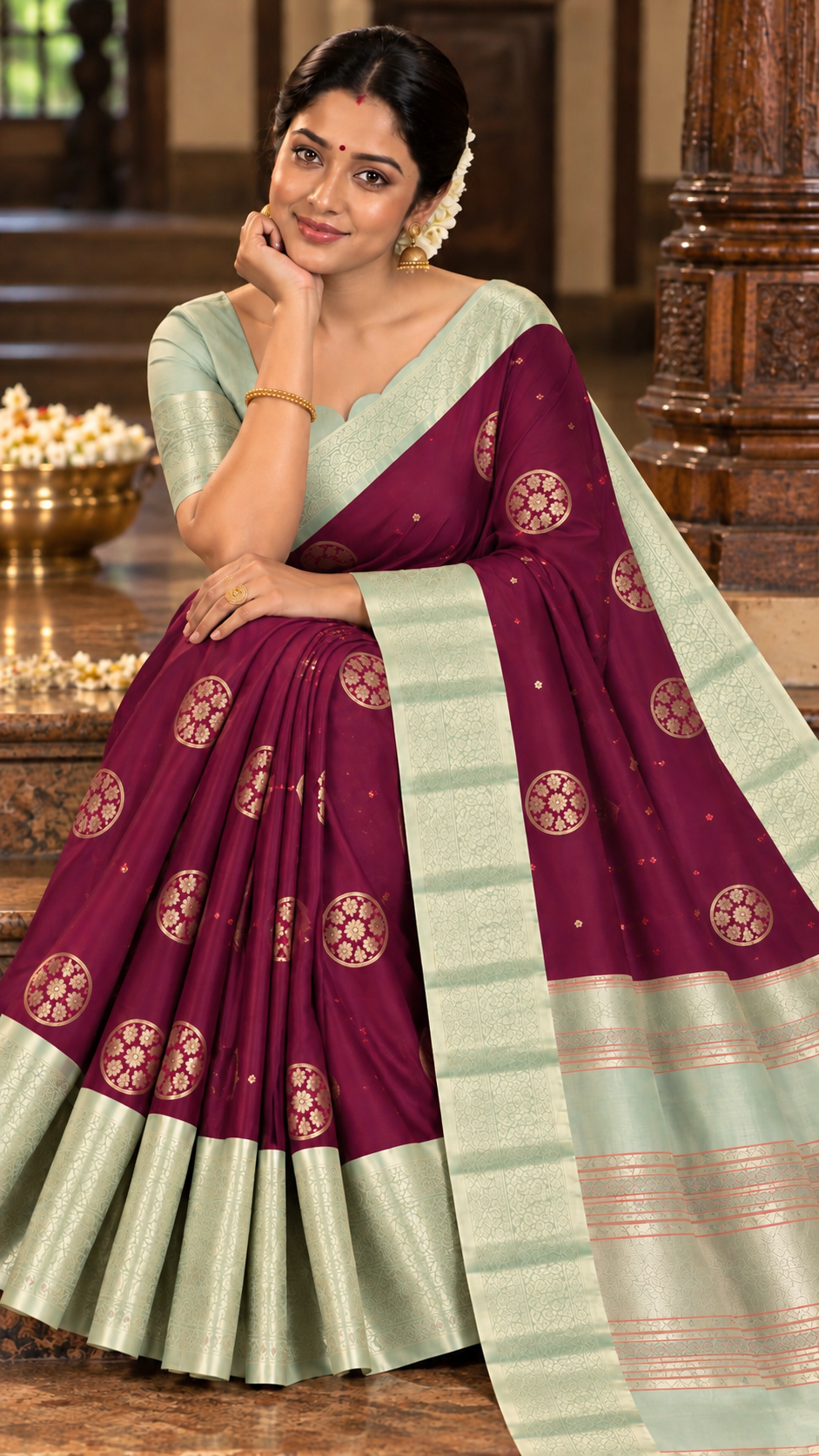 Rich Plum Kanchi Silk Saree