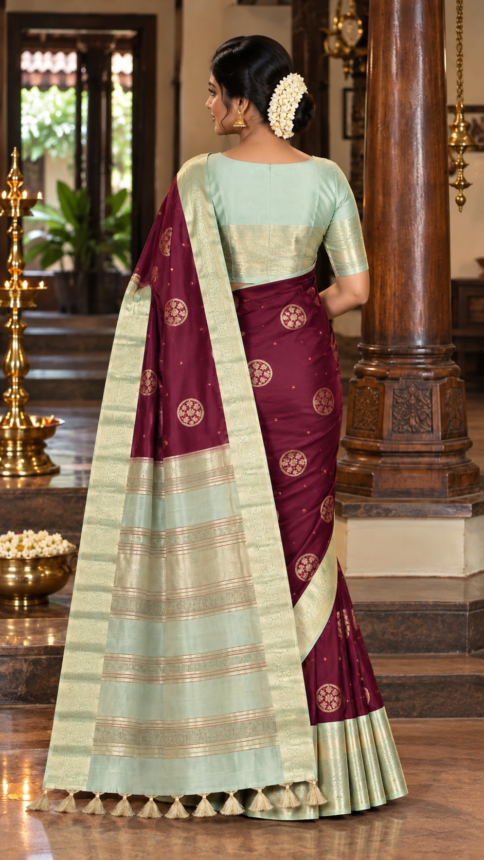 Rich Plum Kanchi Silk Saree