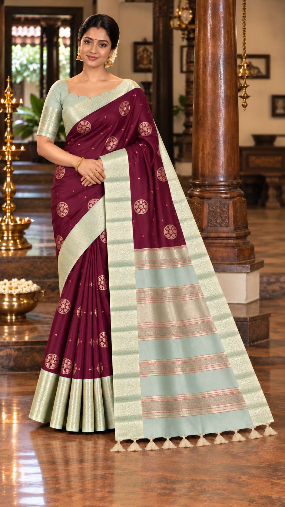 Rich Plum Kanchi Silk Saree
