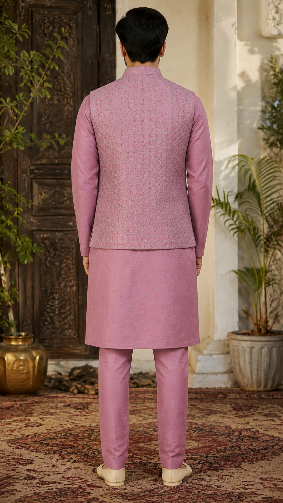 Lavender Silk Jacket-Kurta Set