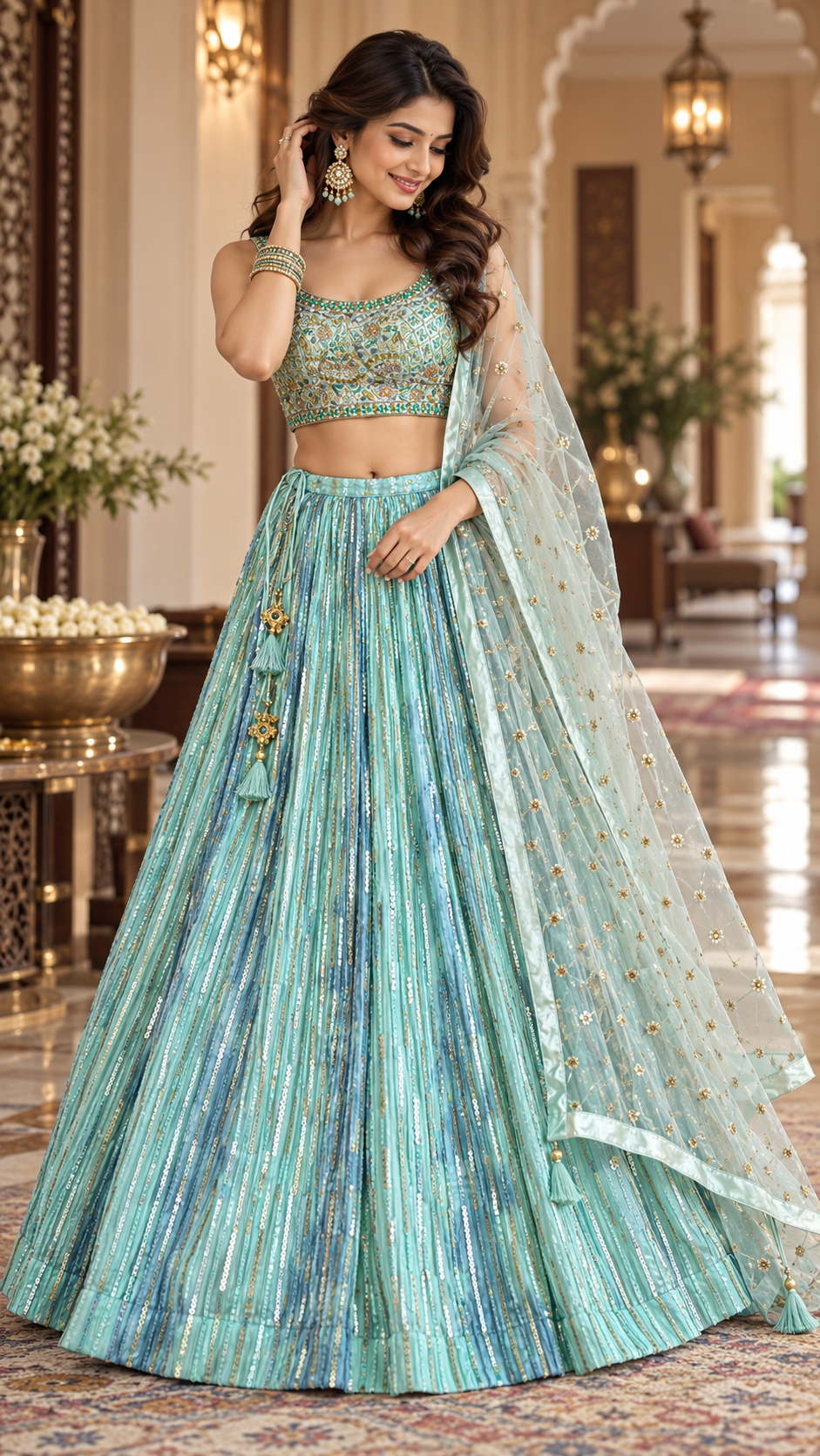 Blue Georgette Croptop Lehenga
