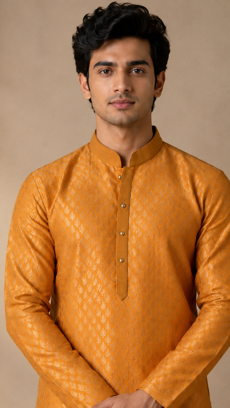Orange Silk Kurta Set