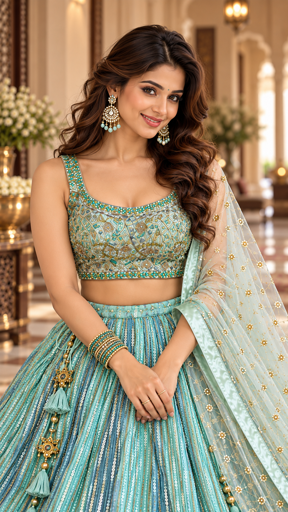 Blue Georgette Croptop Lehenga