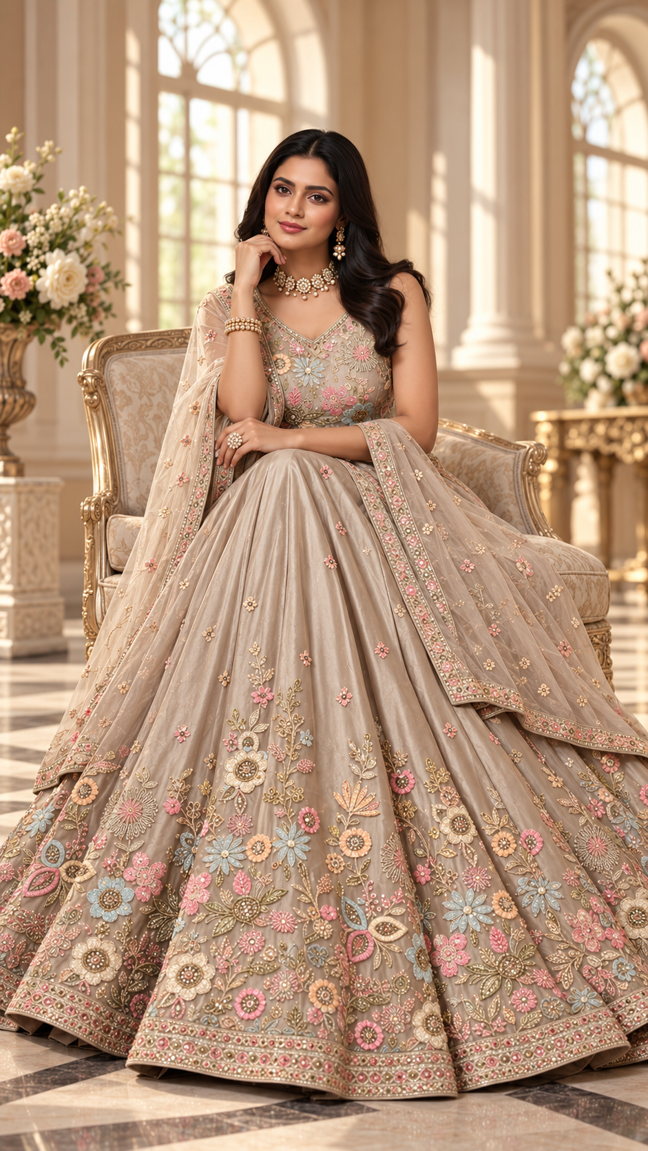 Taupe Shade Croptop Lehenga
