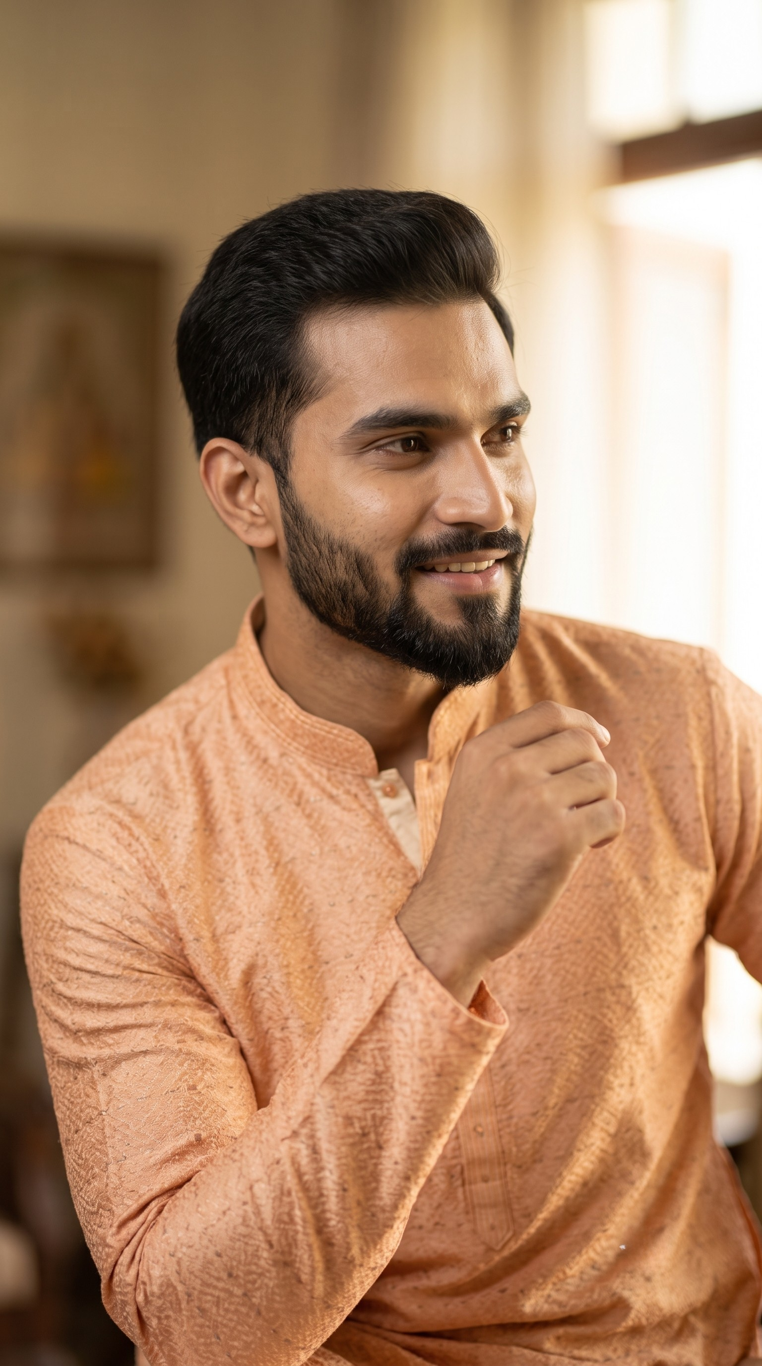 Peach Silk Kurta Set