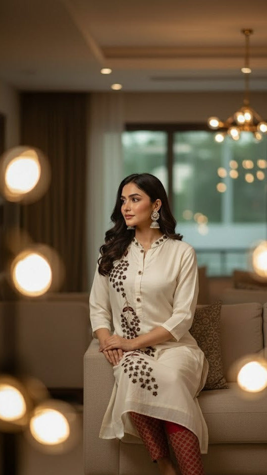 Ivory Maroon Peacock Suit