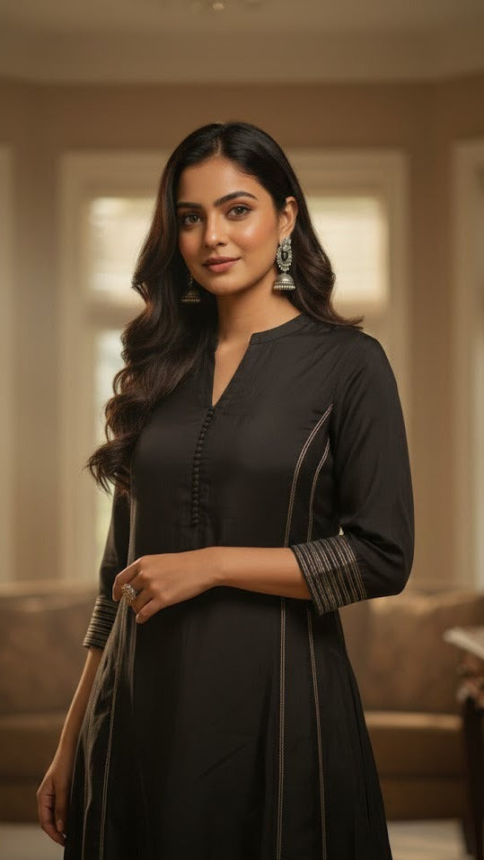 Black Crepe Anarkali Gown