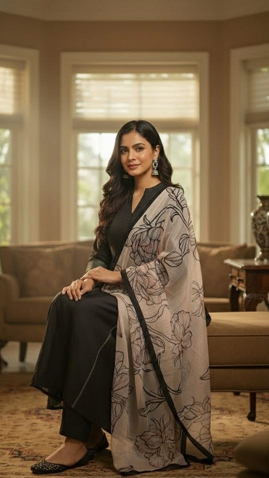 Black Crepe Anarkali Gown