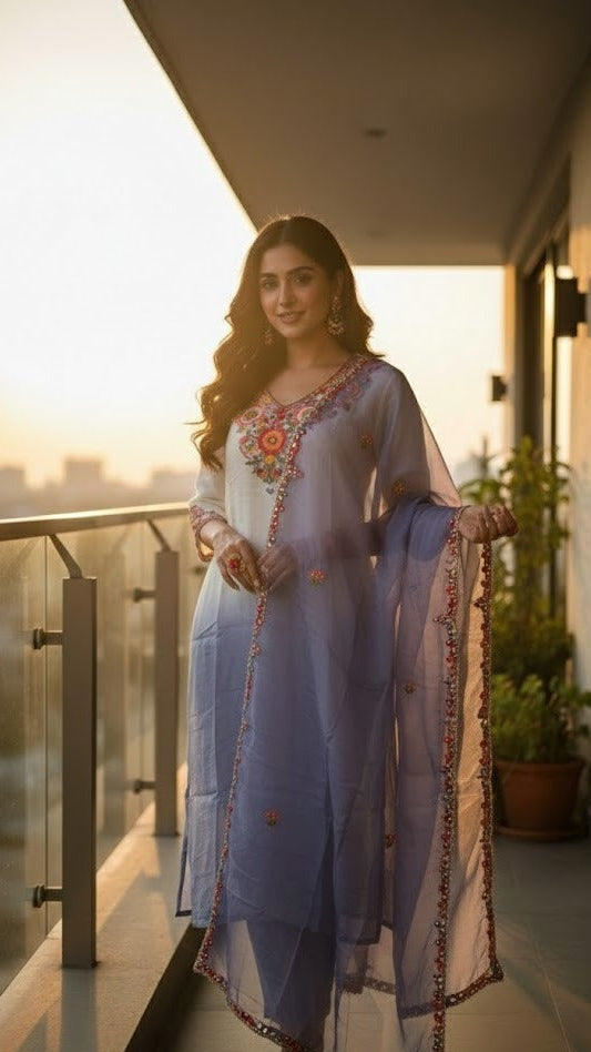 Periwinkle Ombre Floral Suit