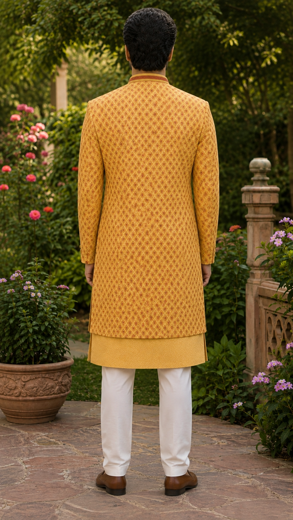 Mustard Silk Indo Western Suit