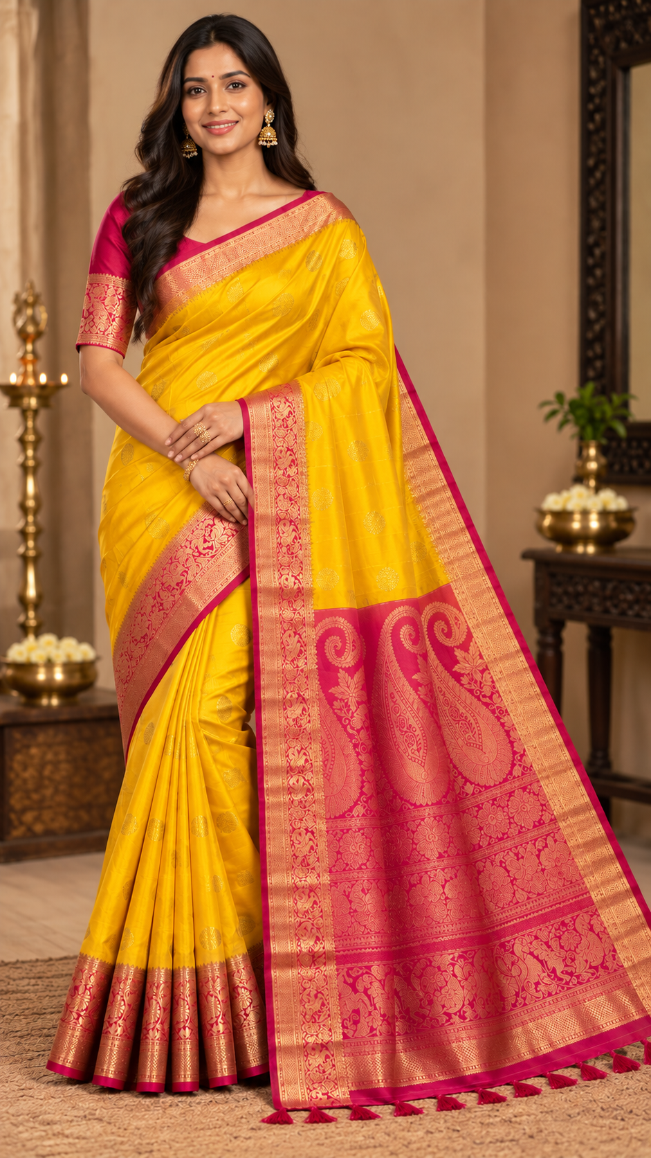 Yellow Kanchi Silk Saree