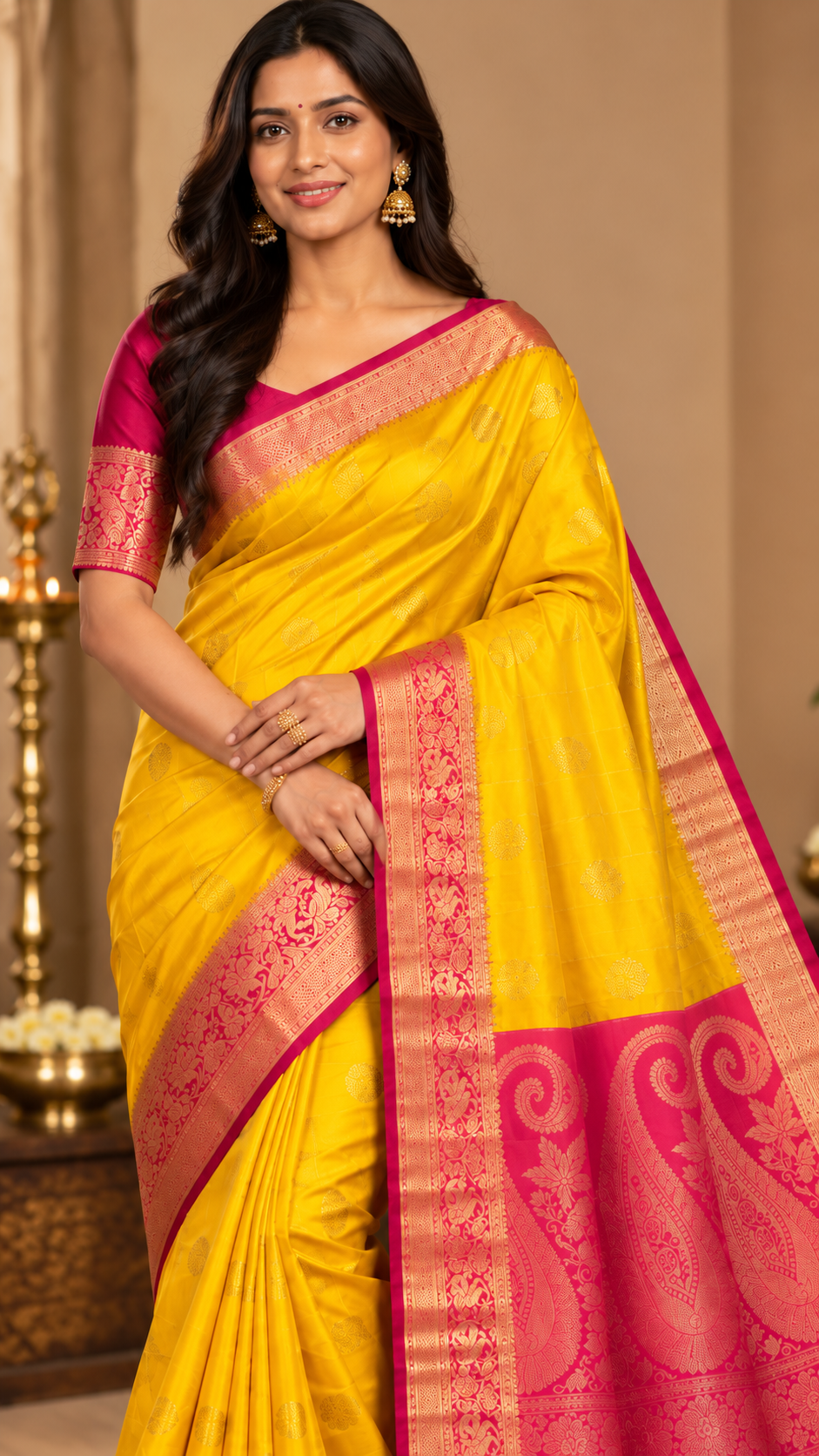 Yellow Kanchi Silk Saree