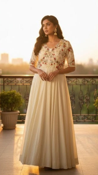 White Pearl & Flower Gown