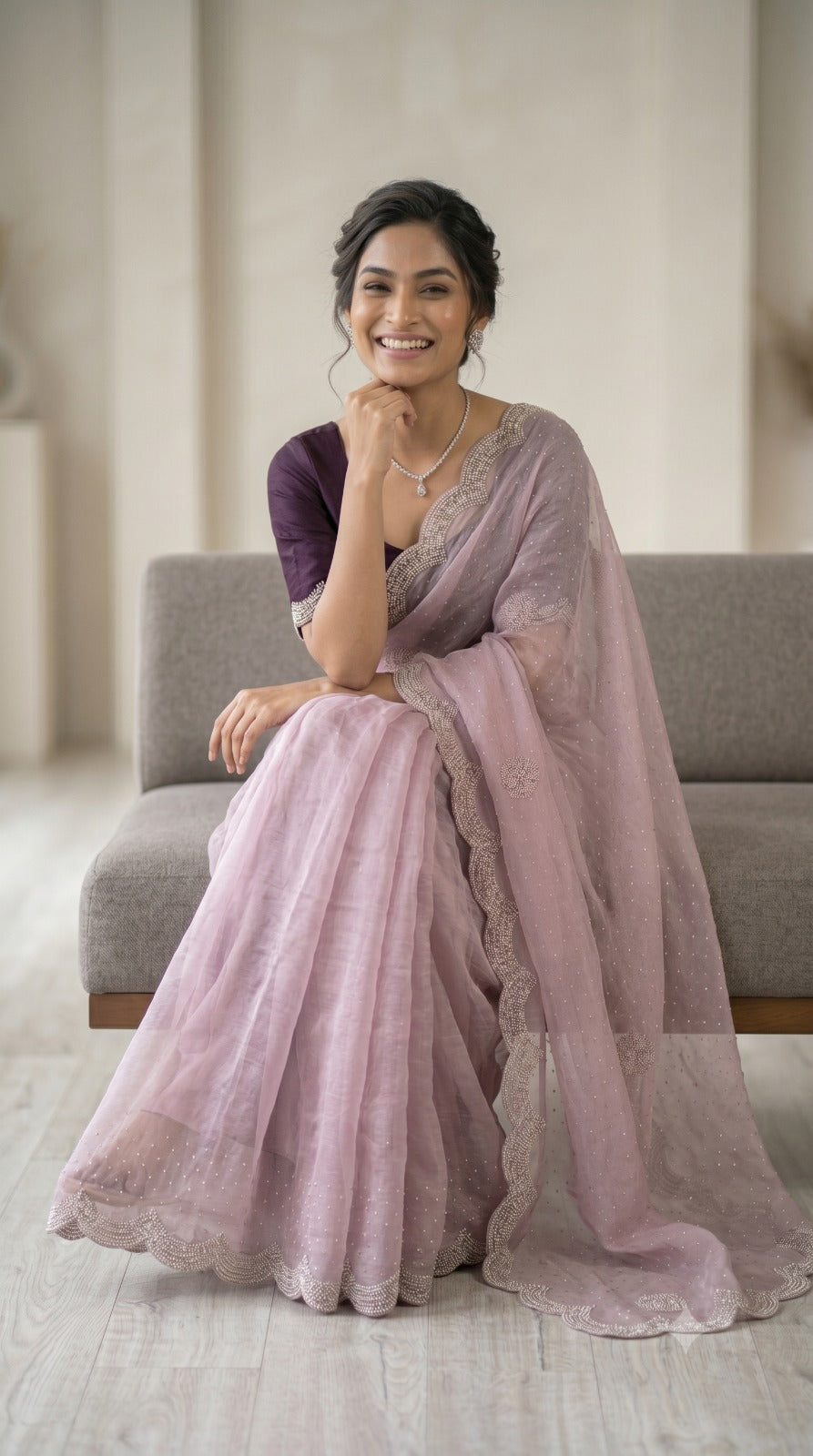 Lavendar Swarowski Saree