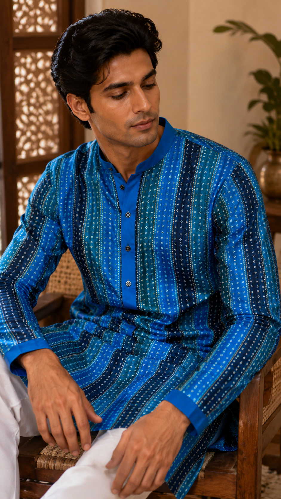 Blue Bandhani Kurta Set