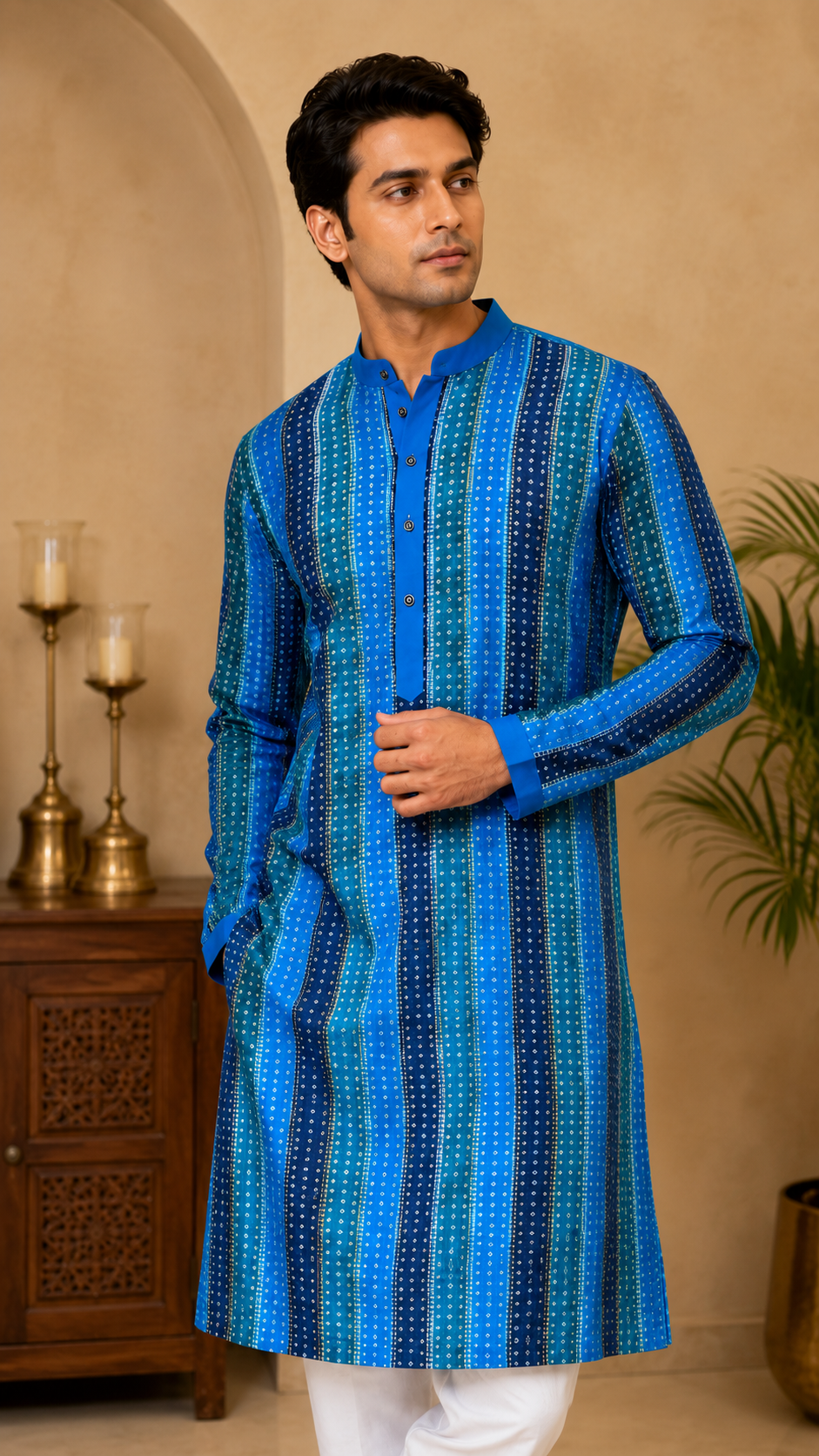 Blue Bandhani Kurta Set