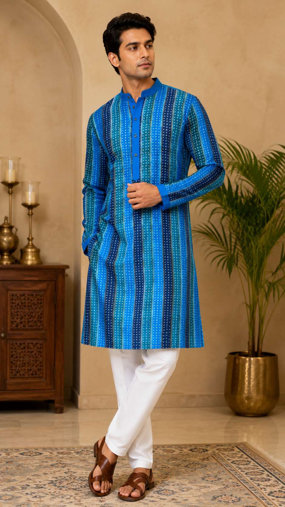 Blue Bandhani Kurta Set