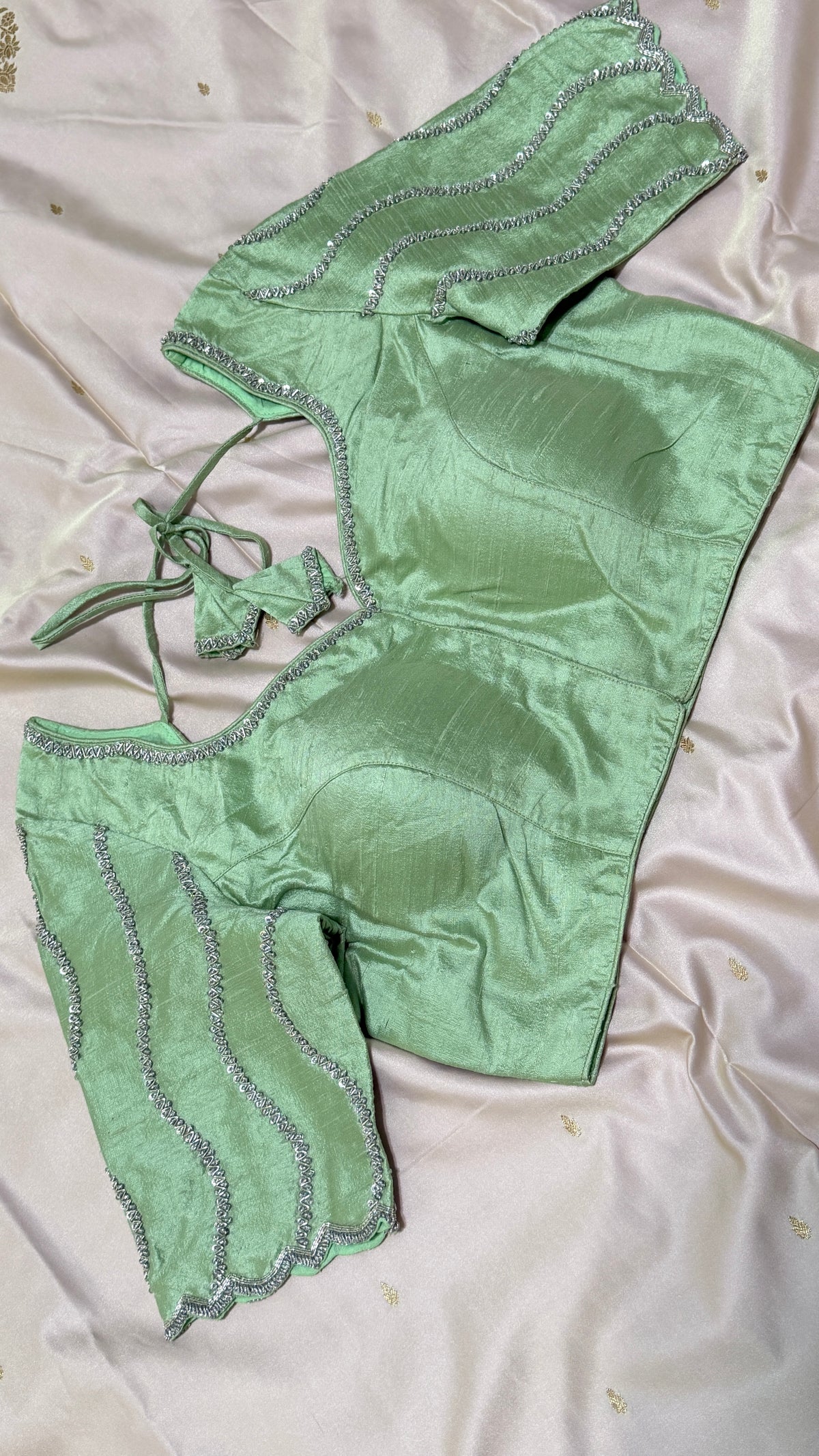 Seaform Green Raw Silk Blouse