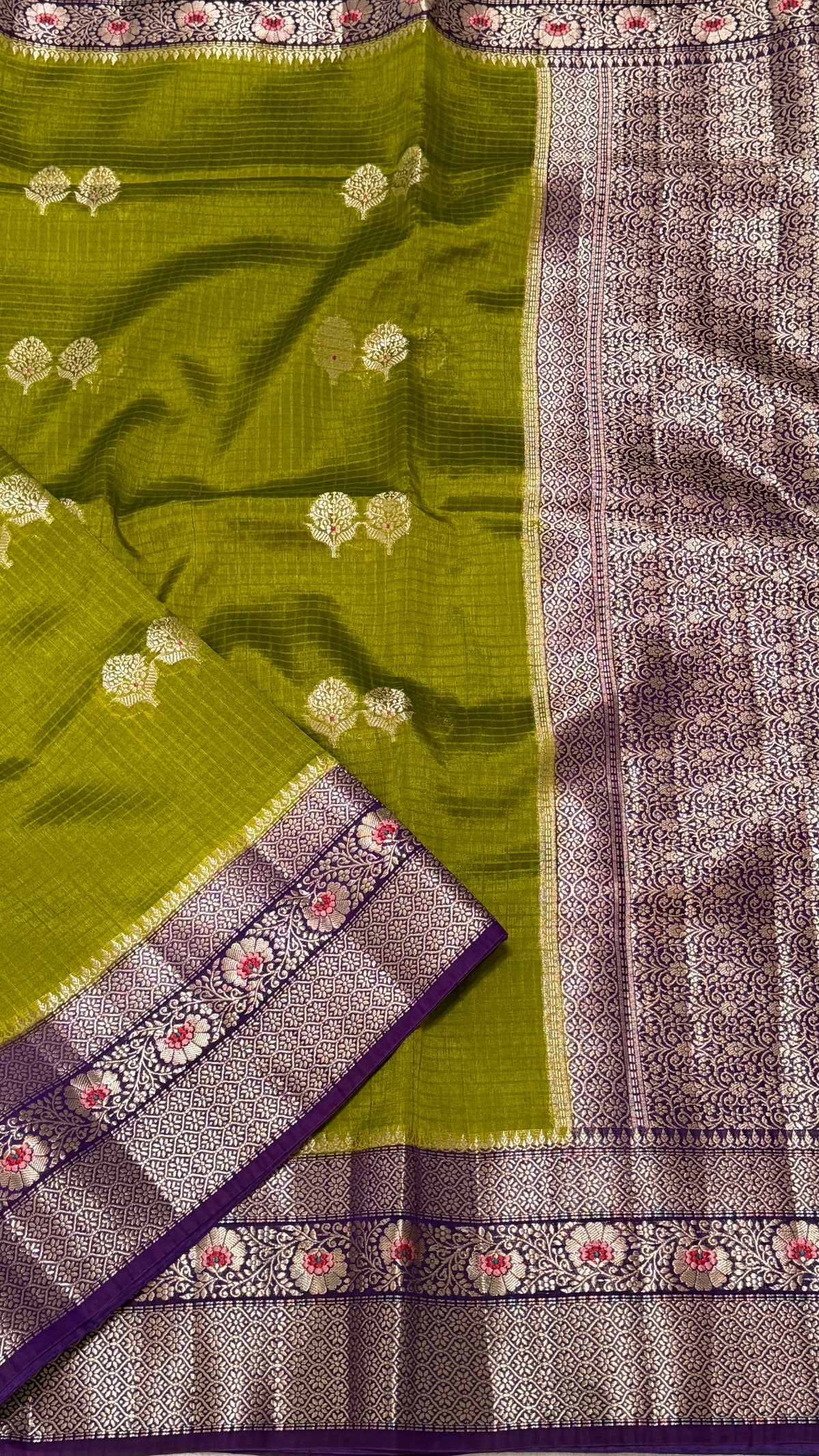 Moss Green Viscose Beneras Silk Saree