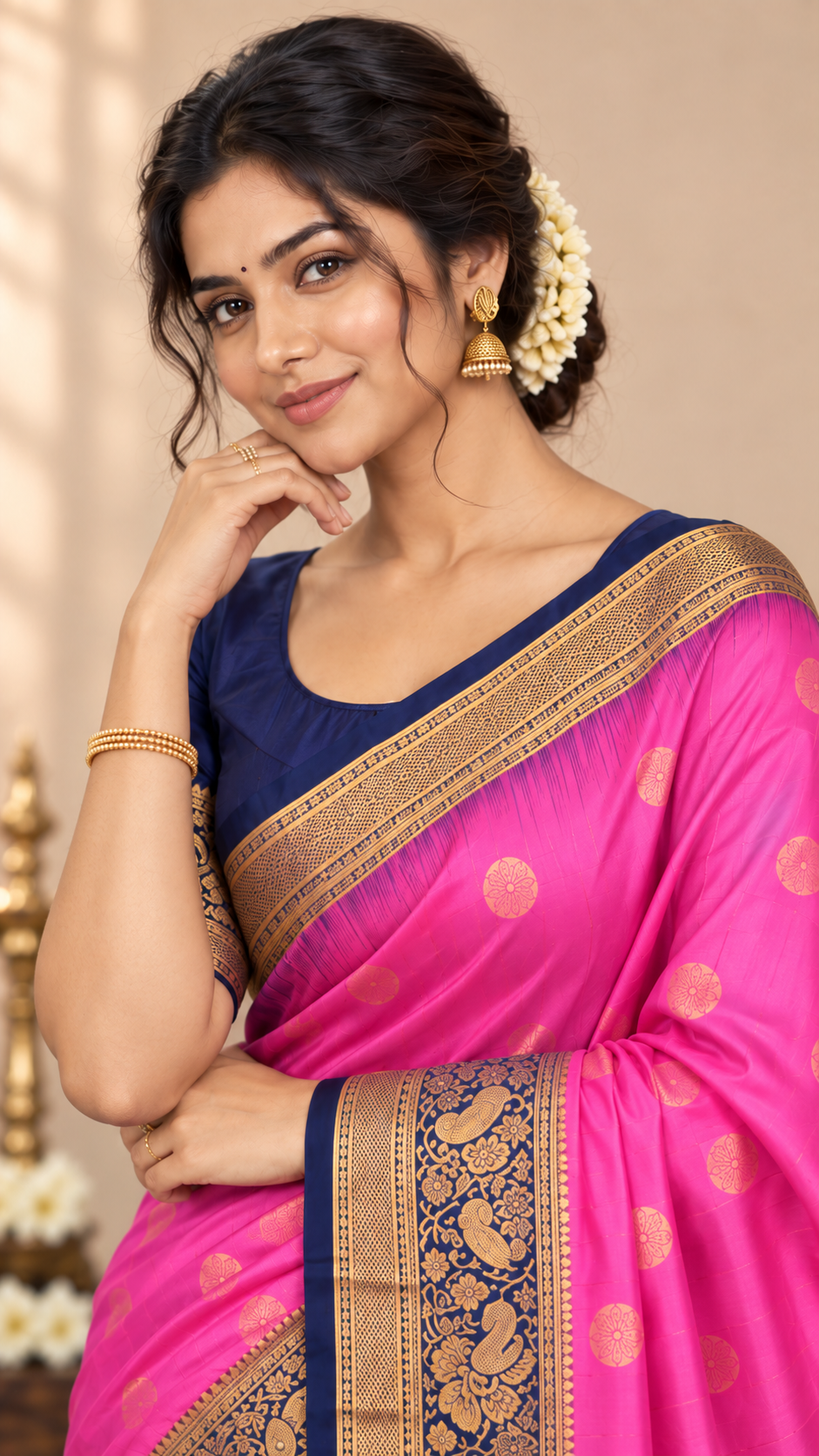 Pink Kanchi Silk Saree