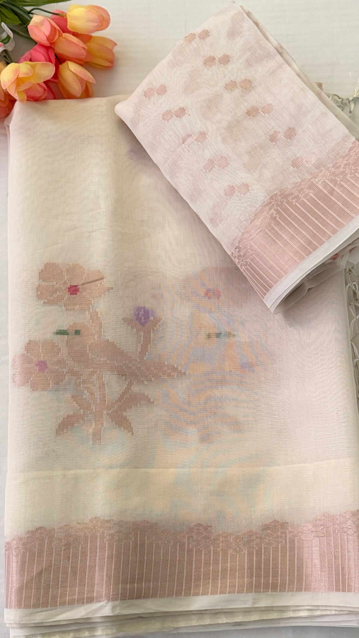Cream Cotton Silk Saree