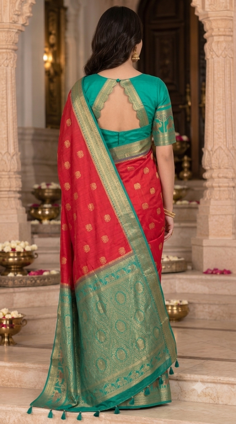 Crimson Red Kanchi Silk Saree