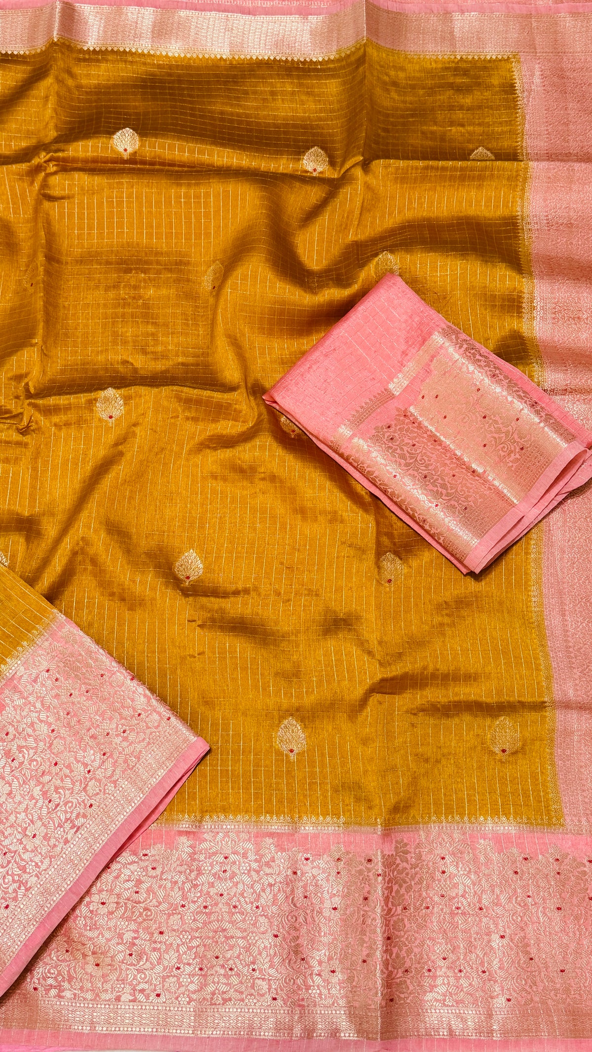 Mustard Viscose Beneras Silk Saree