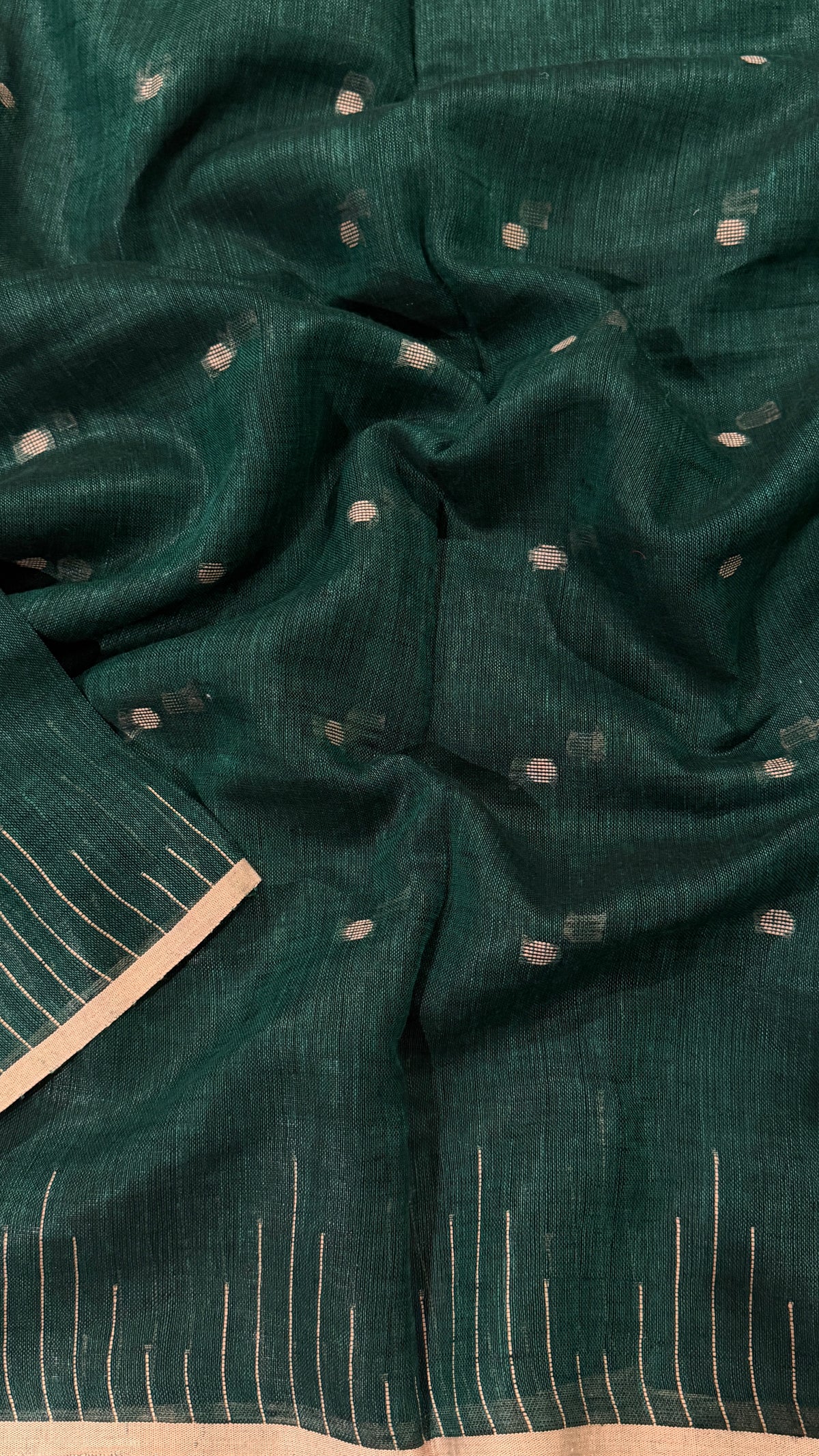 Bottle Green Linen Saree