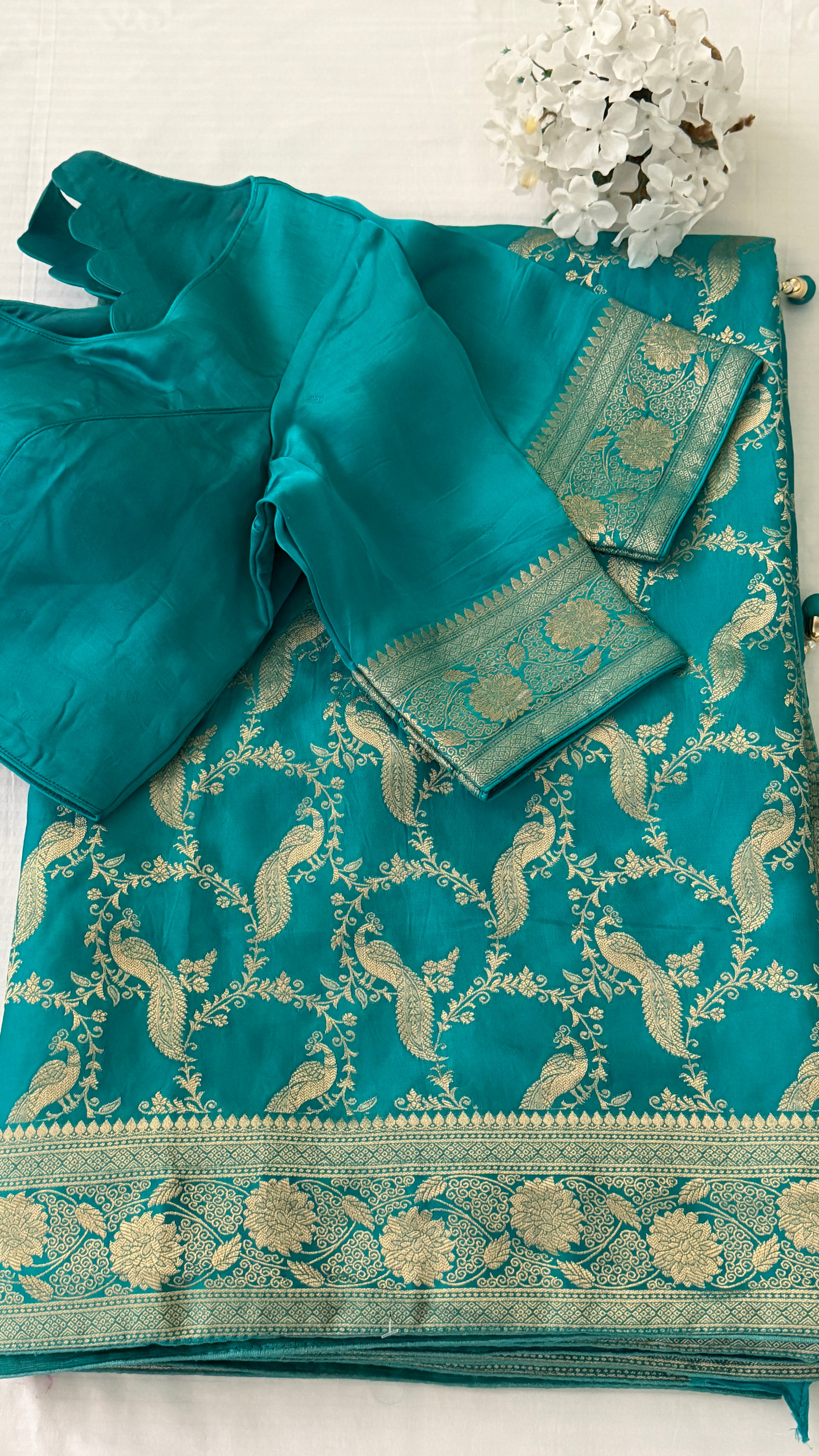 Blue Banarasi Satin Silk Saree