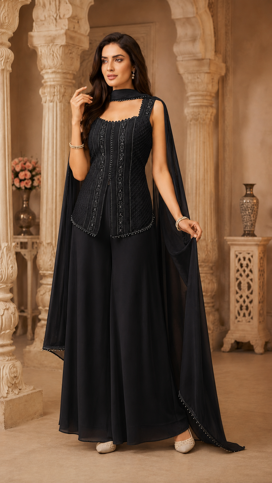 Black Georgette Sharara Suit